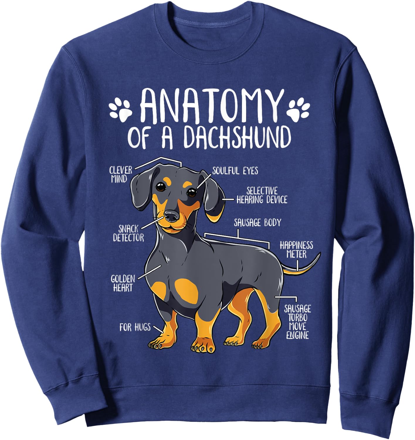 Funny Anatomy Dachshund Wiener Dog Cute Doxie Lover Sweatshirt - Sweatshirt | Navy
