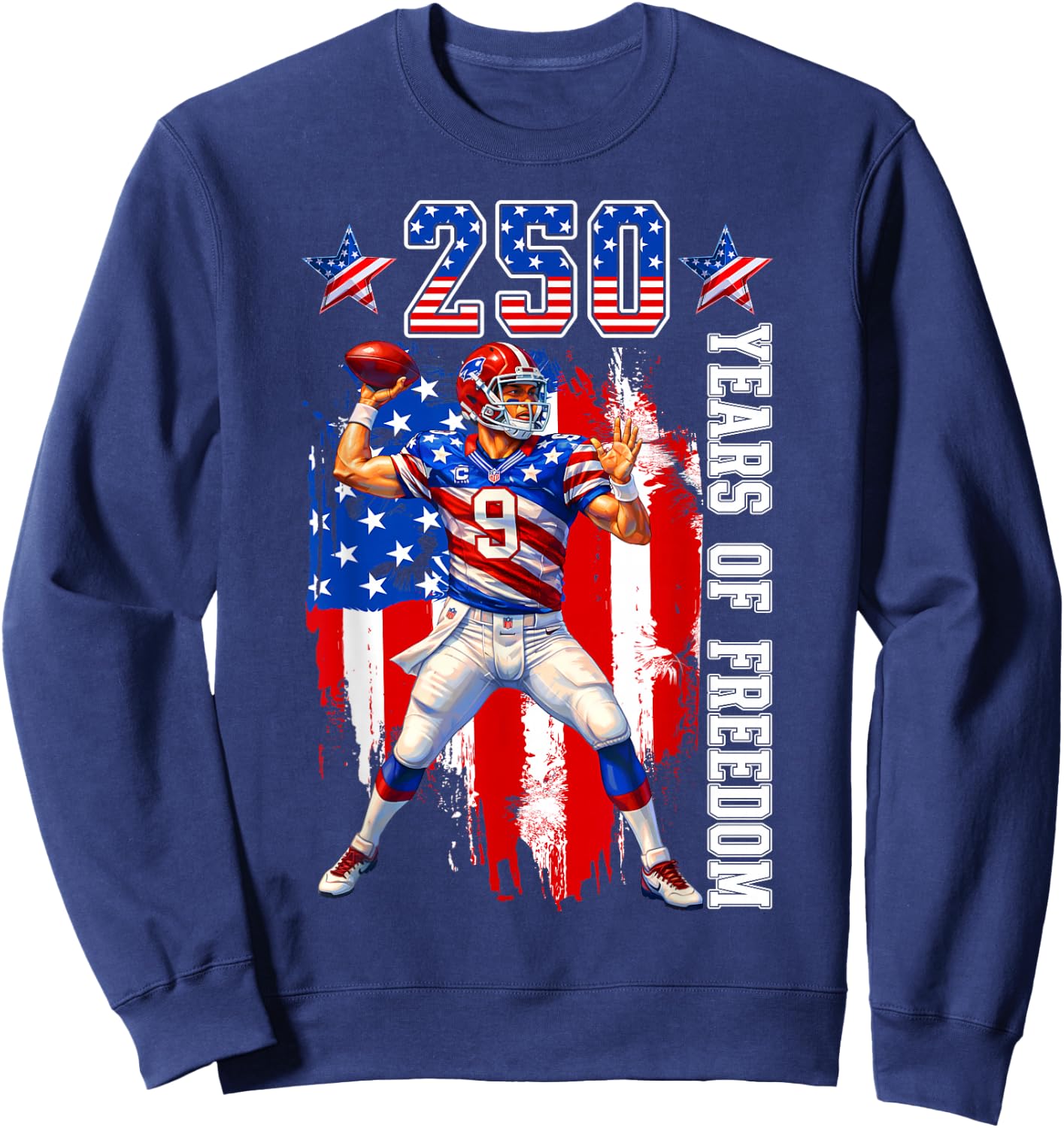 250th Anniversary 1776 2026 Football 250th Birthday Men Boys Sweatshirt - Sweatshirt | Navy