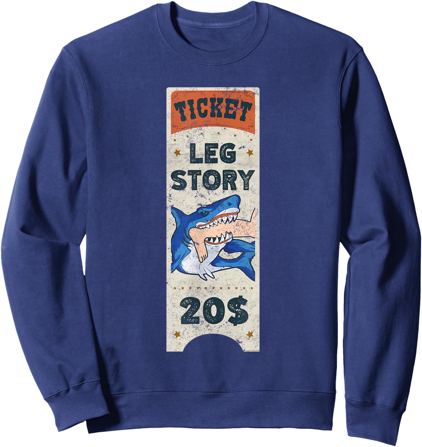 Amputee Funny Leg Story Amputation Surgery Shark Humor Sweatshirt - Sweatshirt | Navy