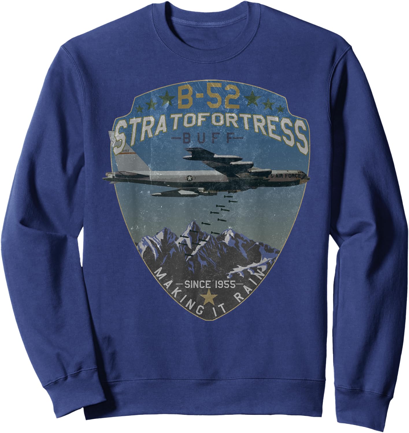 B-52 Stratofortress | Making it Rain Since 1955 Vintage Sweatshirt - Sweatshirt | Navy