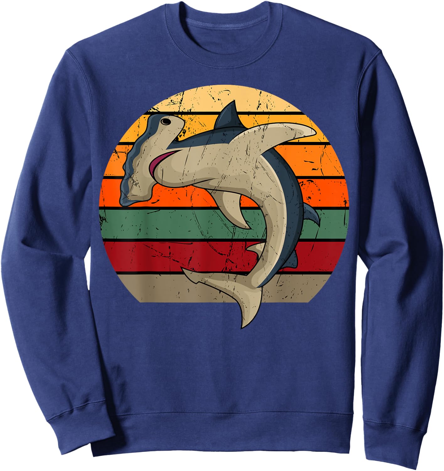 Retro Hammerhead Shark Sweatshirt - Sweatshirt | Navy