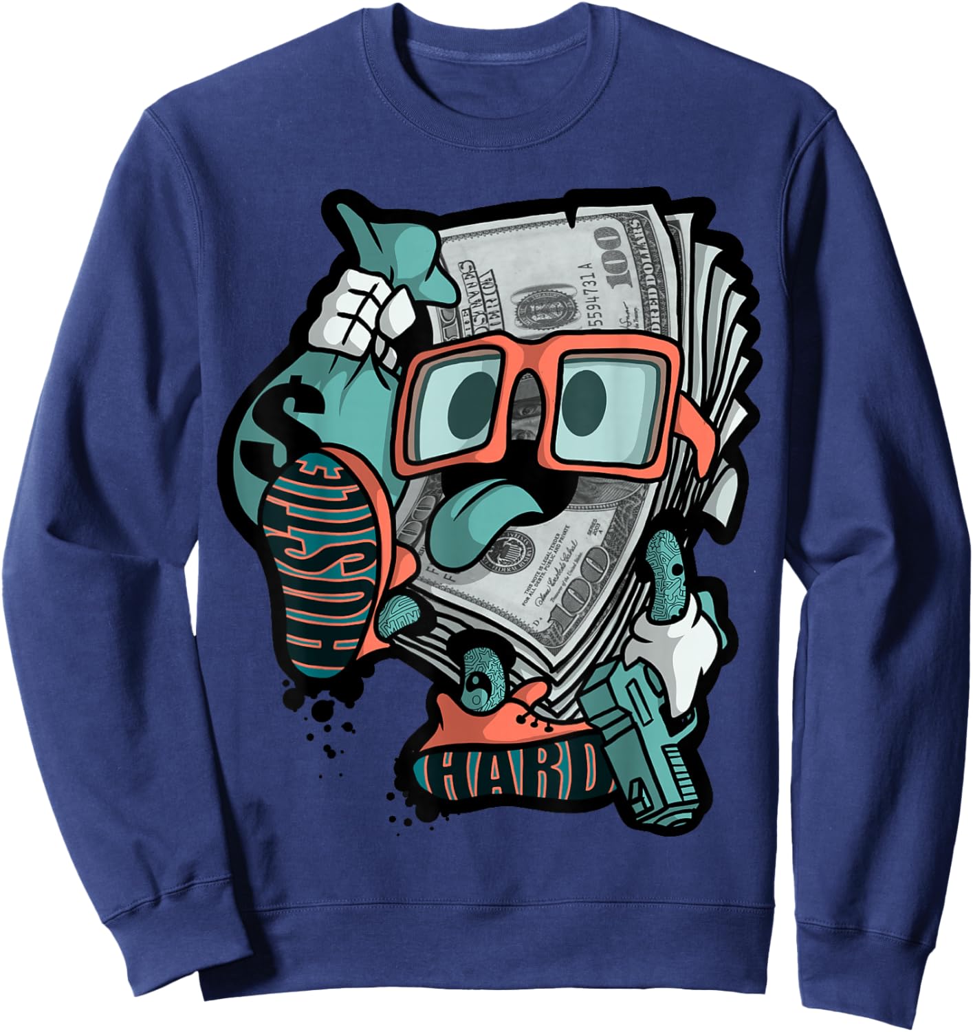 Hustle Hard Hip Hop Sweatshirt - Sweatshirt | Navy