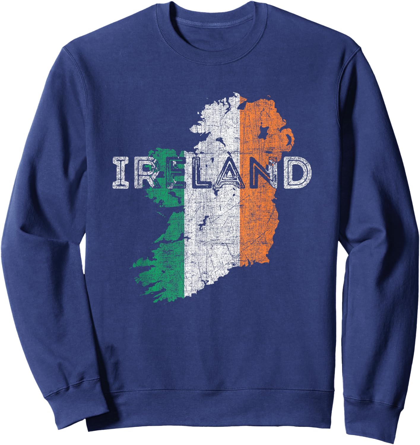 Irish Map and Flag Souvenir - Distressed Ireland Sweatshirt - Sweatshirt | Navy