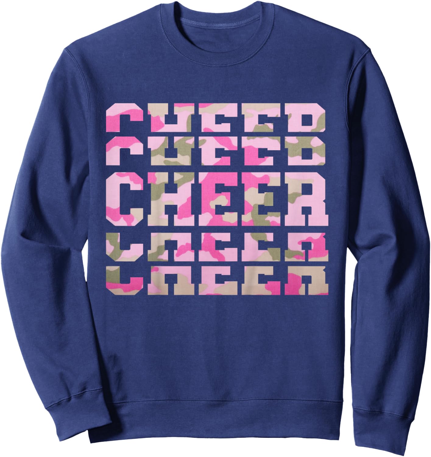 Kids Cute Camo Cheerleading for Cheerleader Squad Girl BFF Cheer Sweatshirt - Sweatshirt | Navy