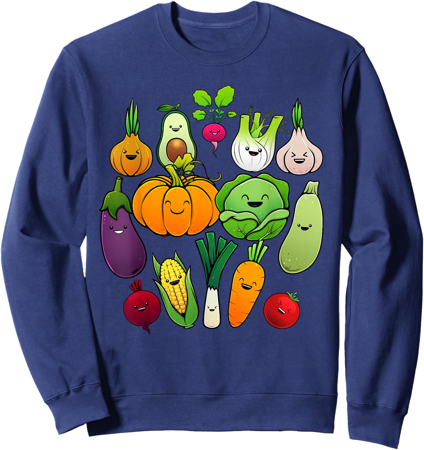Cute Vegetable Art Men Women Healthy Veggie Vegan Gardening Sweatshirt - Sweatshirt | Navy