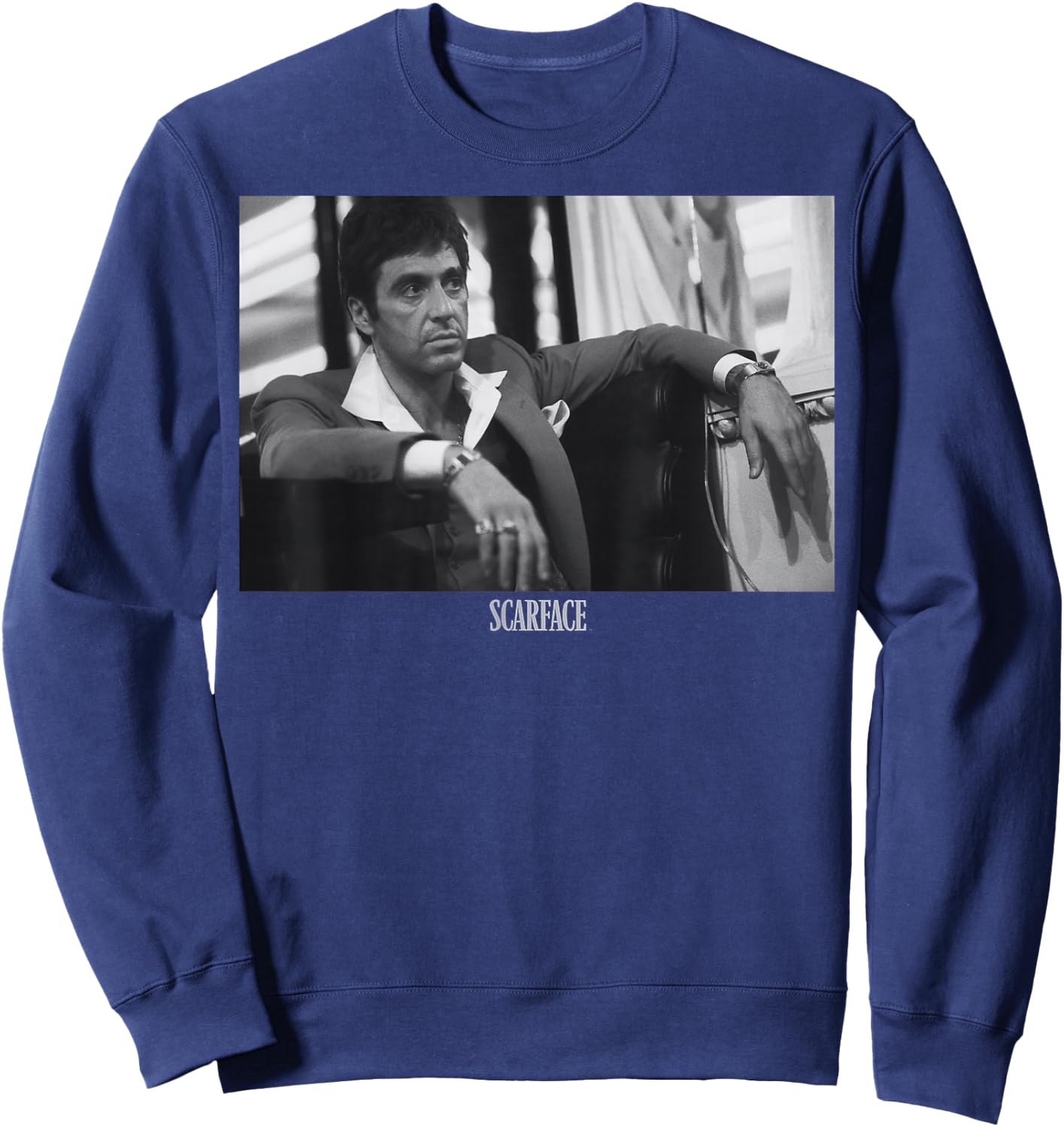 Scarface Tony Montana Sitting Portrait Logo Sweatshirt - Sweatshirt | Navy