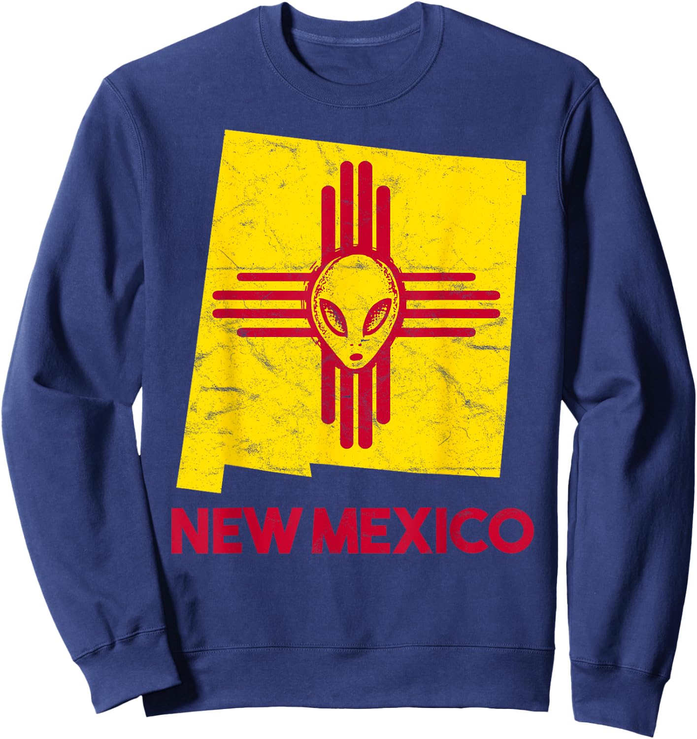 Roswell, New Mexico Flag Space Aliens Zia NM Souvenir Sweatshirt - Sweatshirt | Navy