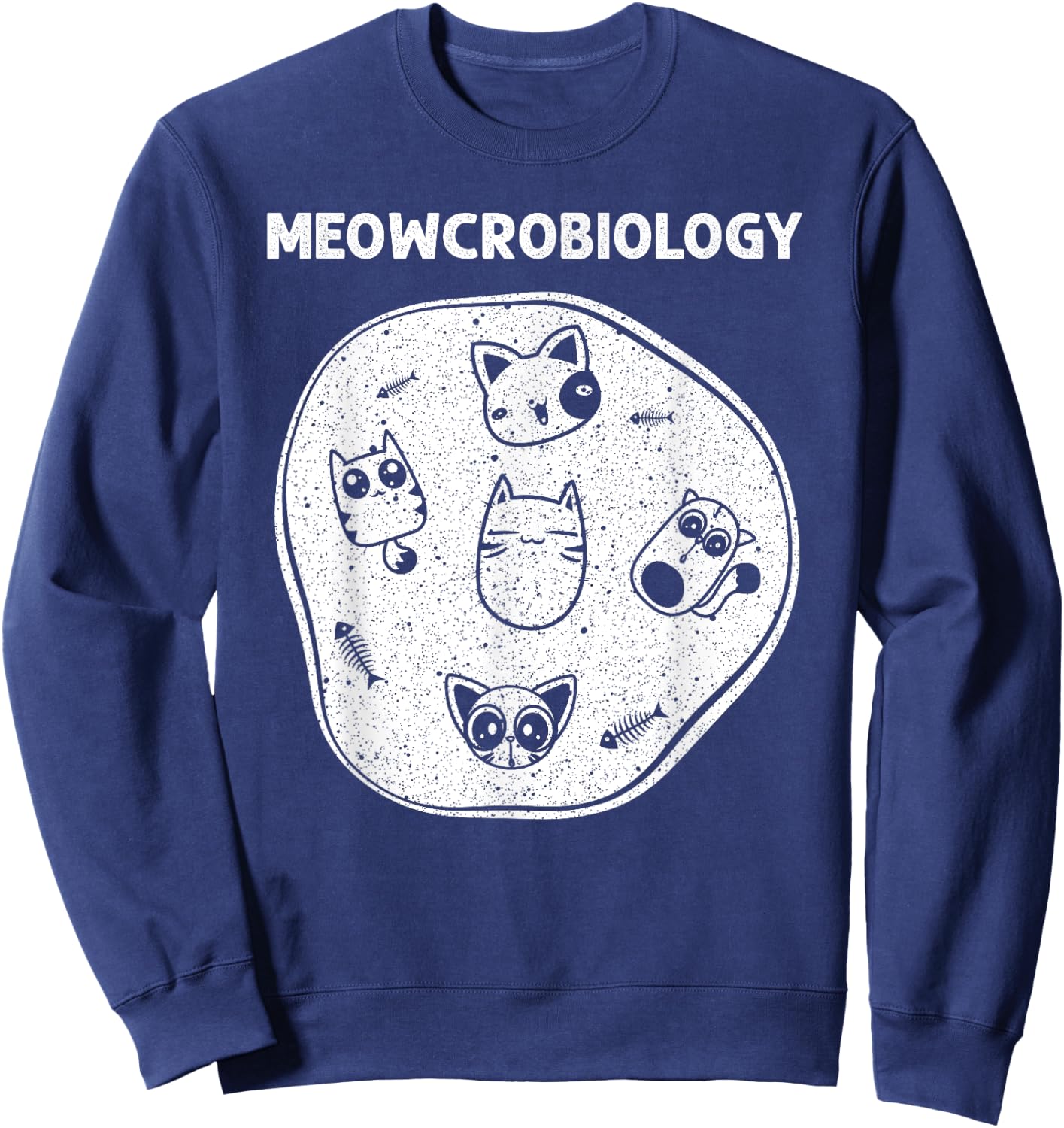 Funny Science Cat Designs Women Meow Microbiologists Sweatshirt - Sweatshirt | Navy