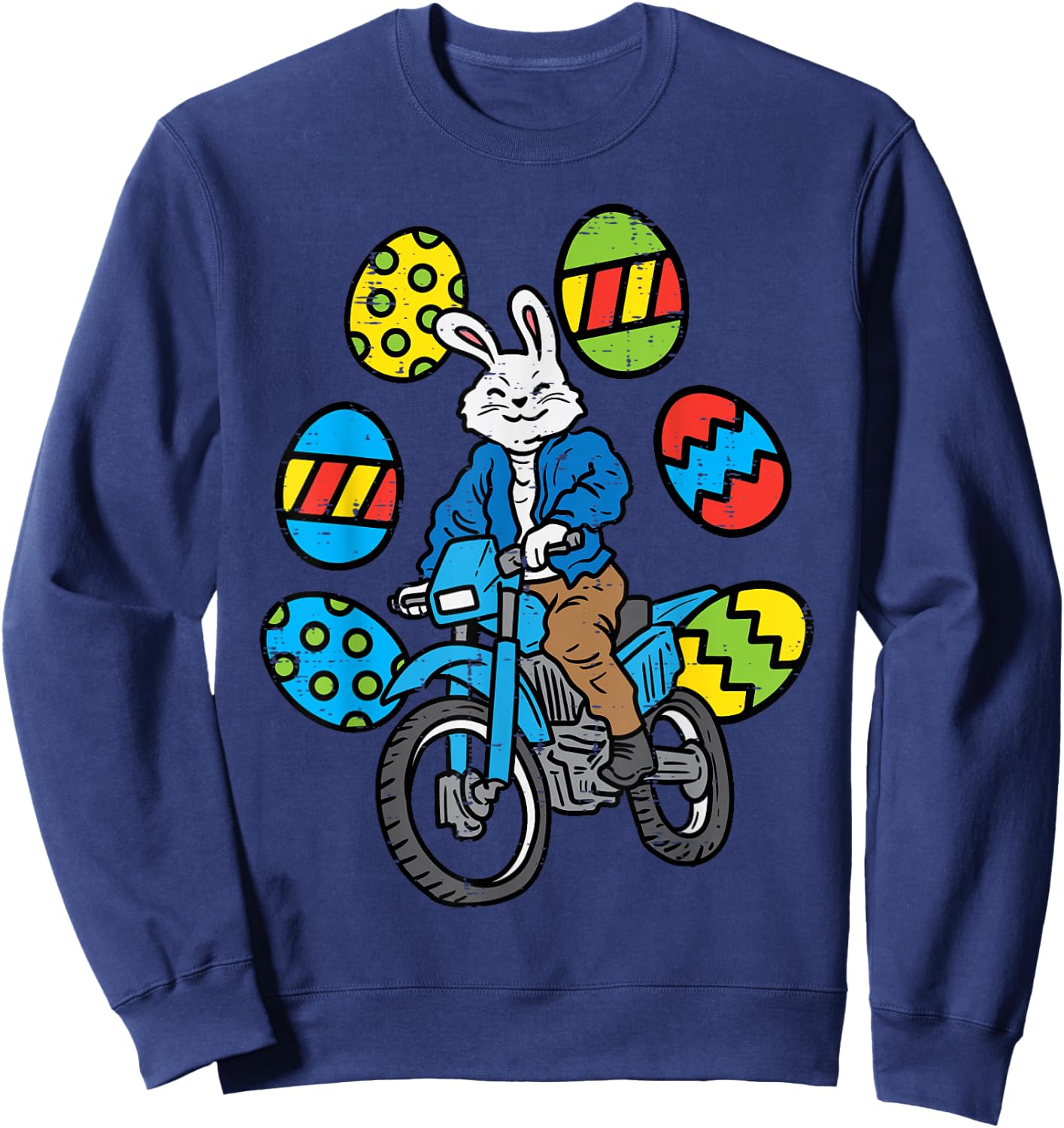 Easter Bunny Riding Dirt Bike Motocross Biker Men Women Kids Sweatshirt - Sweatshirt | Navy