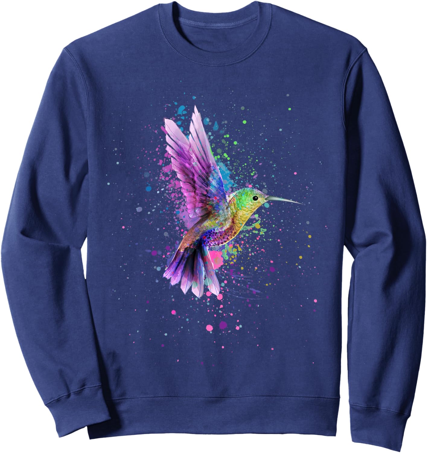 Hummingbird Watercolor Art Design Small Sweatshirt - Sweatshirt | Navy