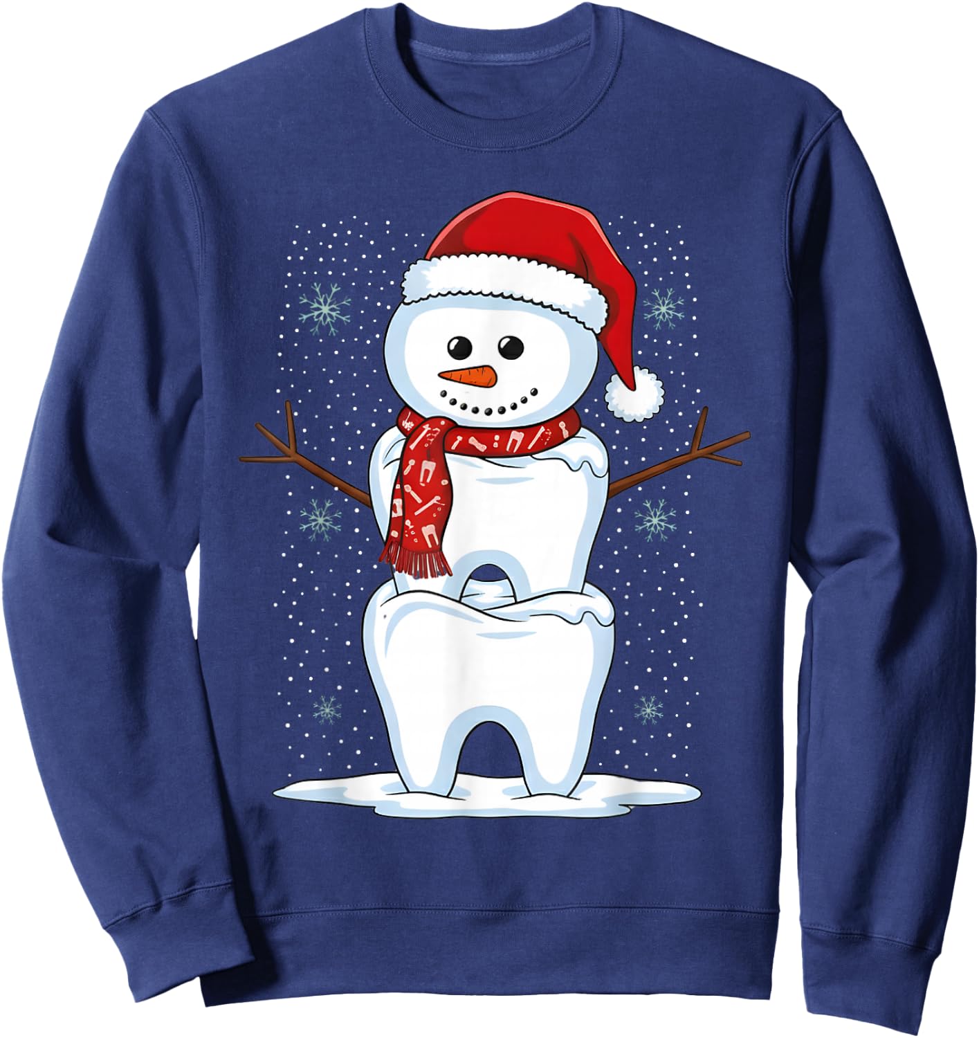 Christmas Dental Teeth Dentist Snowman Xmas Santa Pajamas Sweatshirt - Sweatshirt | Navy