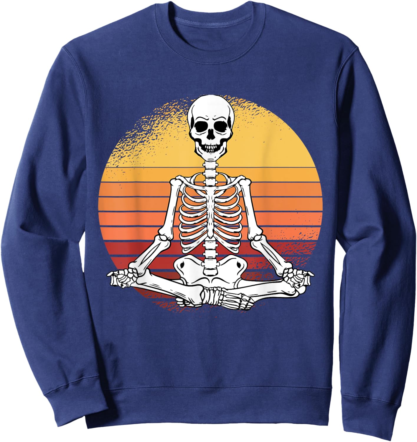 Skeleton Yoga Lazy Halloween Costume Retro Meditation Sweatshirt - Sweatshirt | Navy