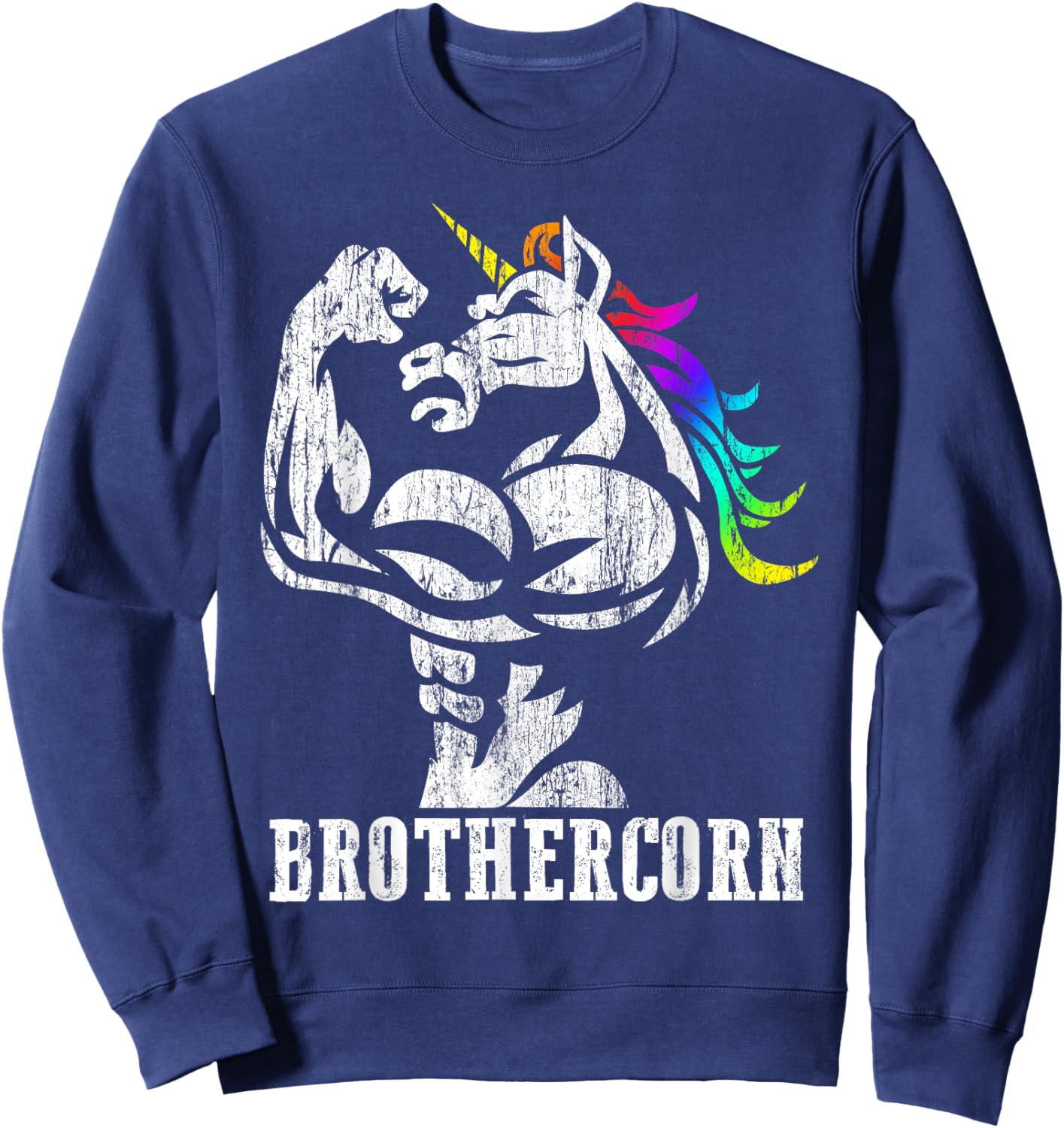 Brothercorn Gift Brother of Unicorn Daughter Sister Birthday Sweatshirt - Sweatshirt | Navy