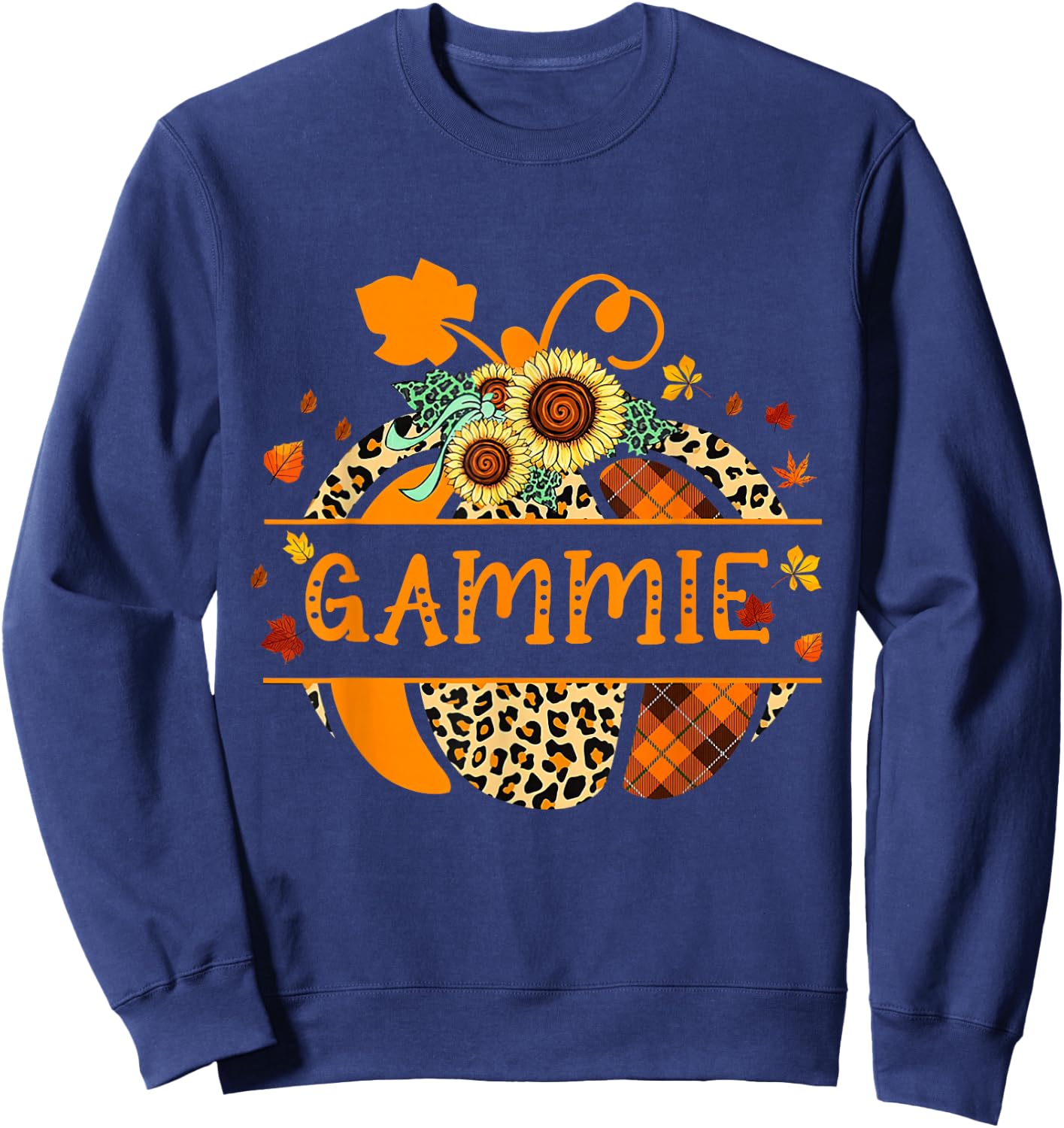 Thankful Grateful Gammie Pumpkin For Halloween, Thanksgiving Sweatshirt - Sweatshirt | Navy