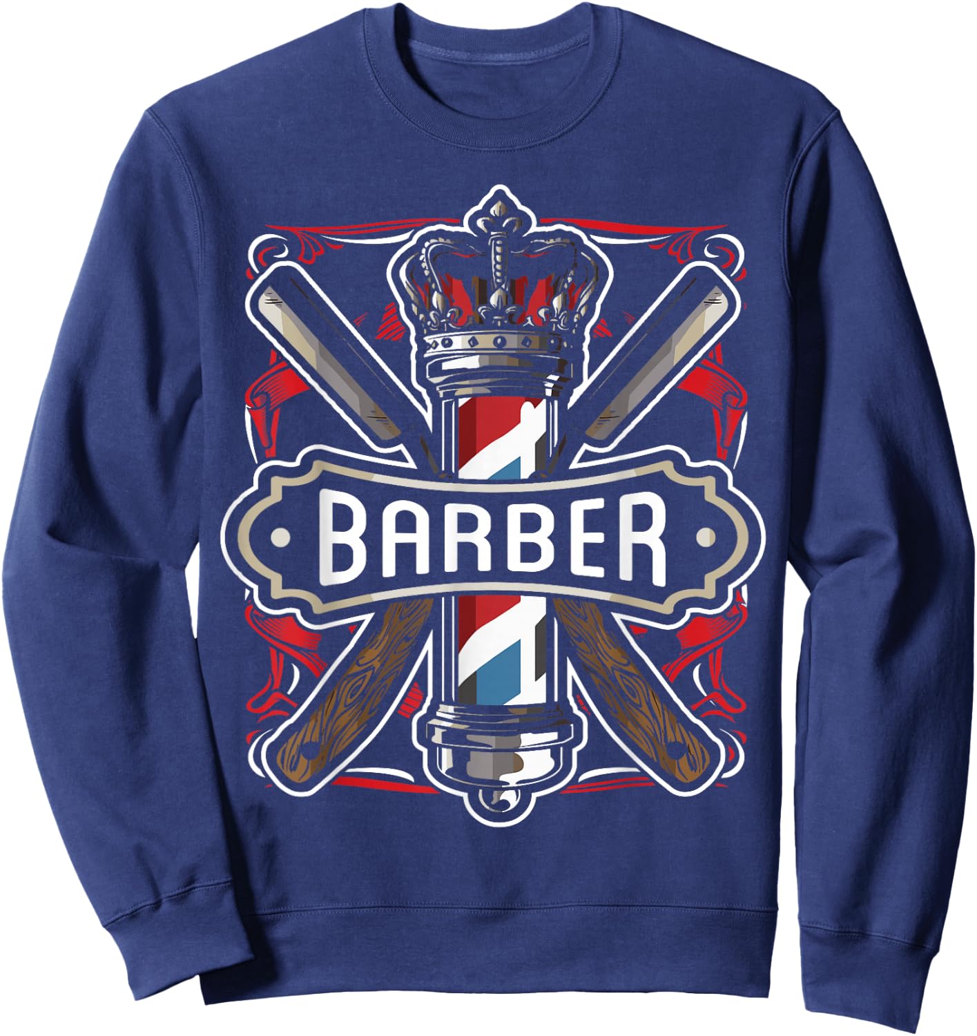 Barber Vintage Cool Outfit Barber Razor Gift Sweatshirt - Sweatshirt | Navy