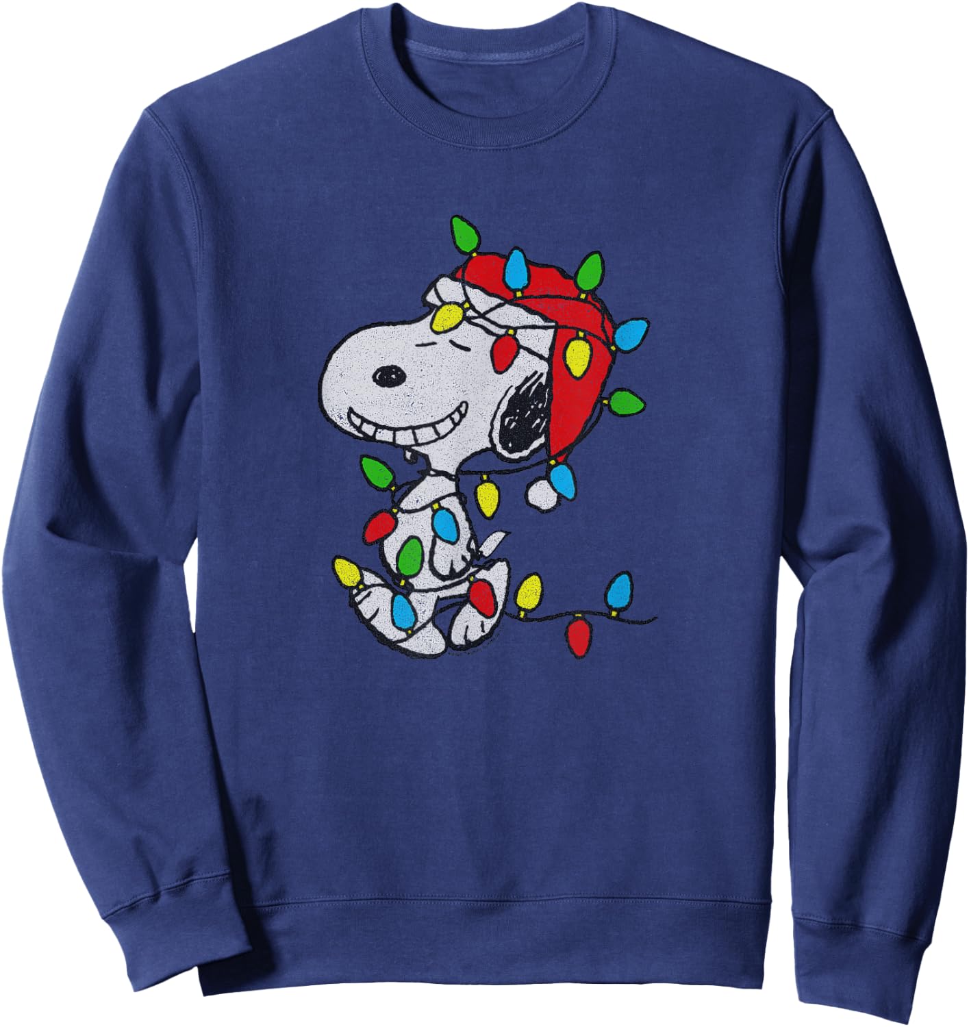 Peanuts - Christmas Snoopy X-Mas Lights Sweatshirt - Sweatshirt | Navy