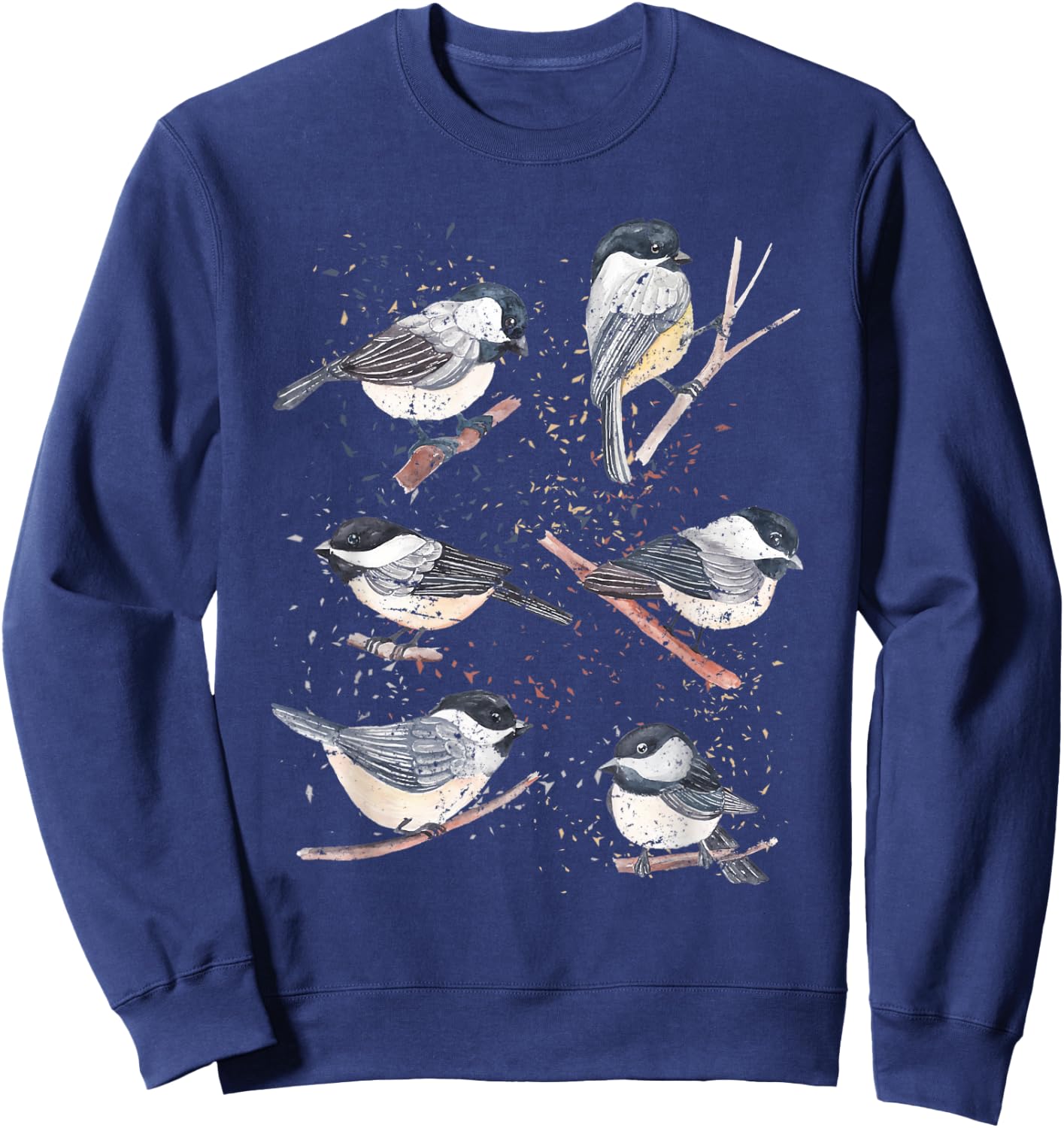 Bird Watching Birding Animal Nature Vintage Chickadee Sweatshirt - Sweatshirt | Navy