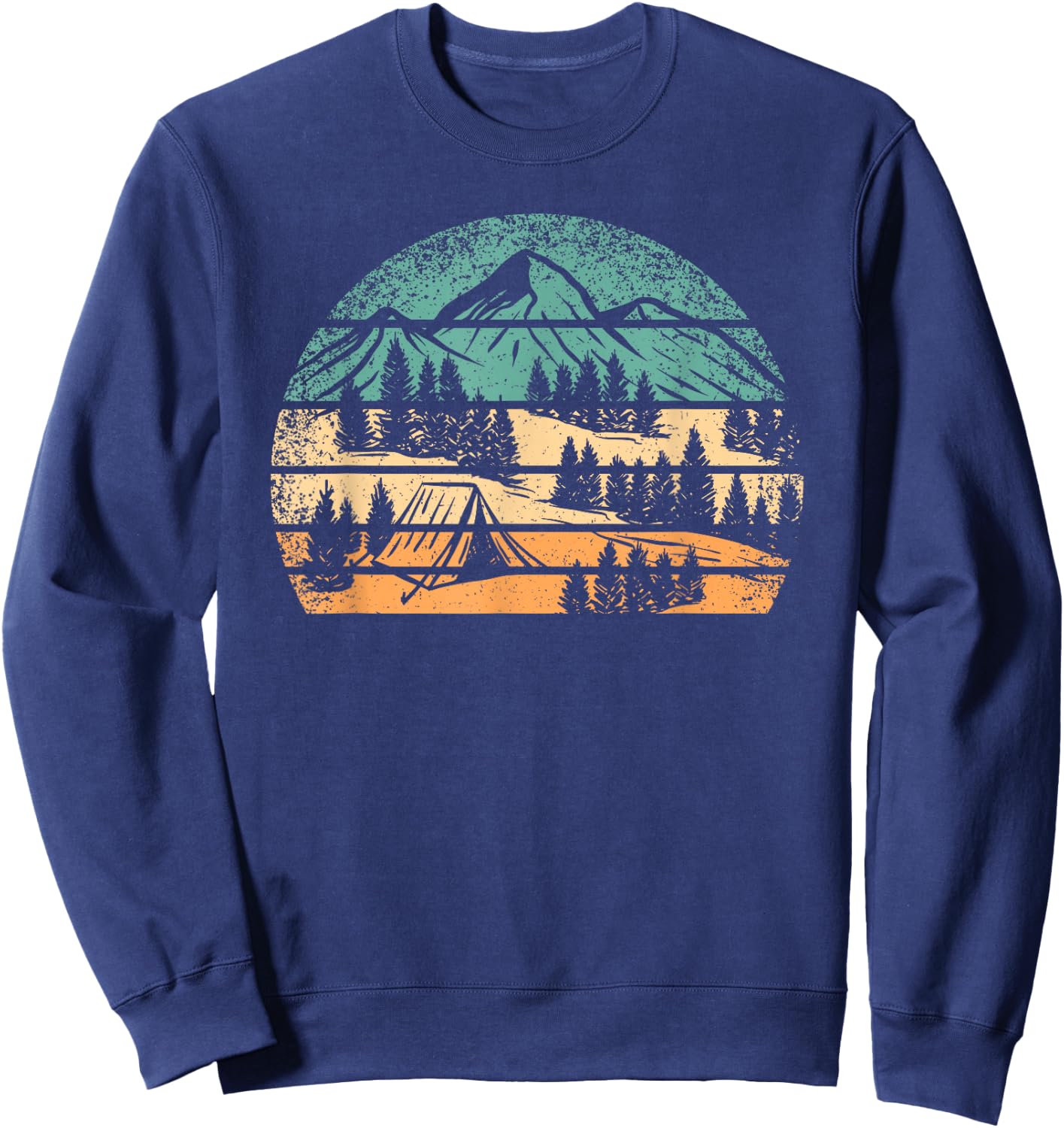 Retro Camping Outdoor Nature Mountain Camper Hiking Men Sweatshirt - Sweatshirt | Navy