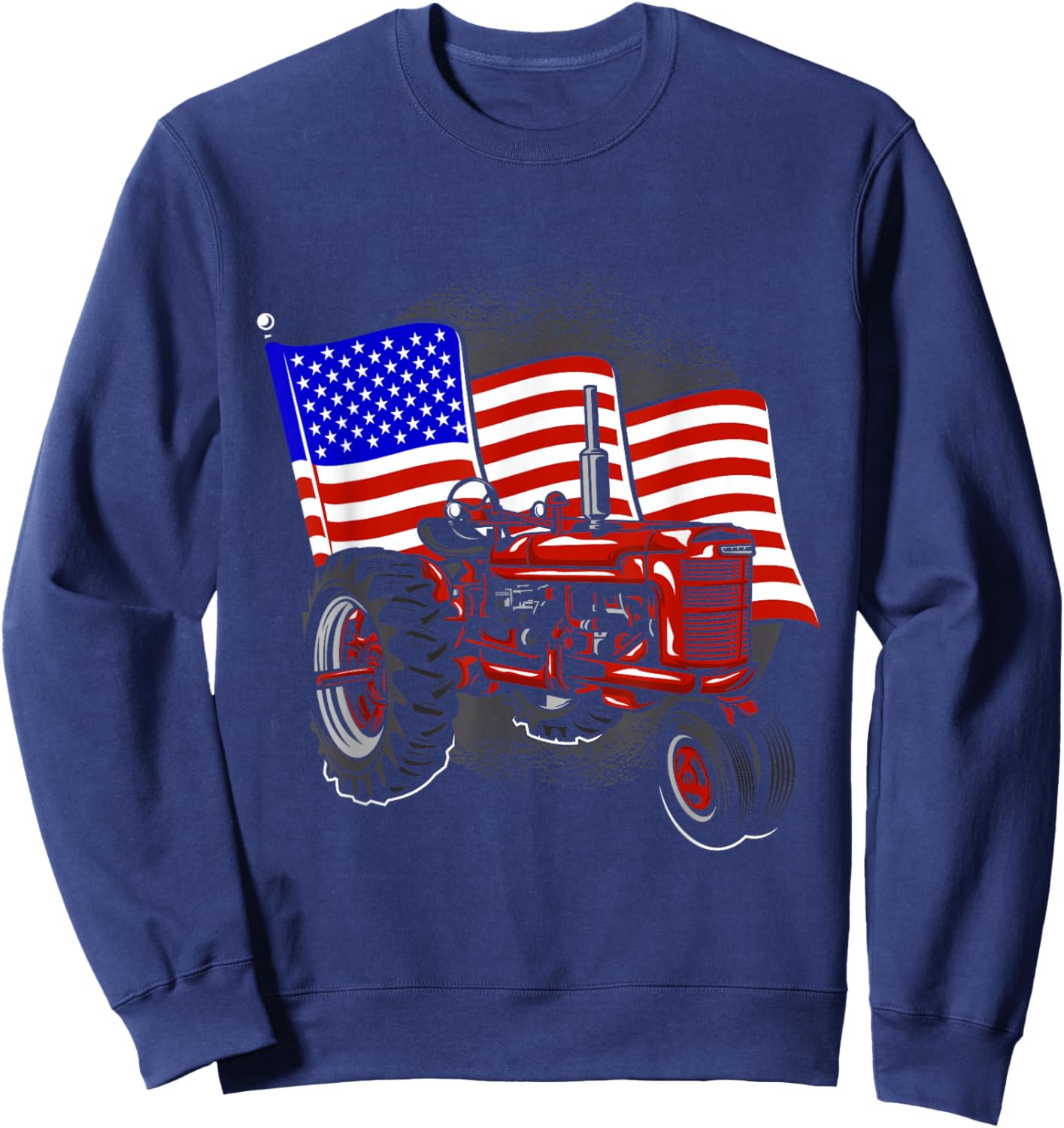 4th Of July Gift Patriotic Farmer US Flag Tractor Farmer Sweatshirt - Sweatshirt | Navy