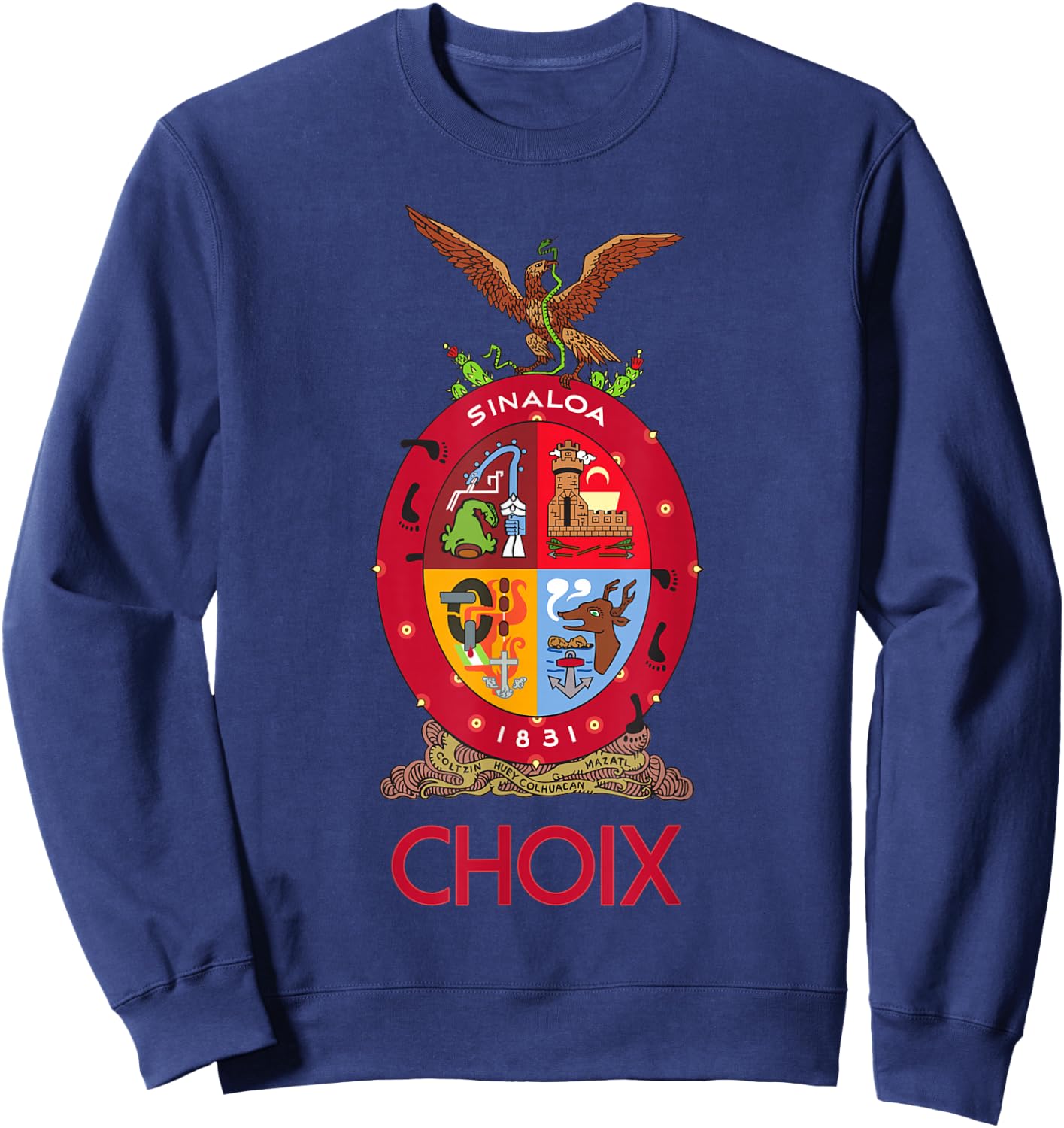 Choix Sinaloa Estado De Mexico Escudo Eagle Aguila Sweatshirt - Sweatshirt | Navy