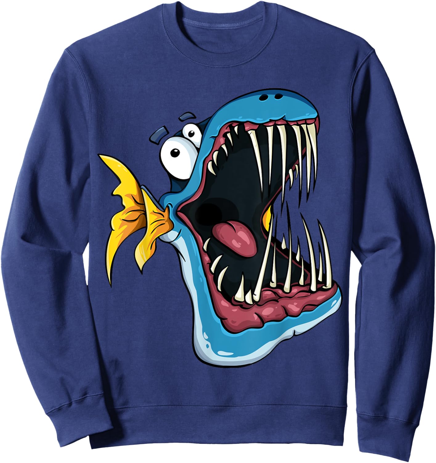 Cute Cheek Fish Piranha teeth I Children's Sweatshirt - Sweatshirt | Navy