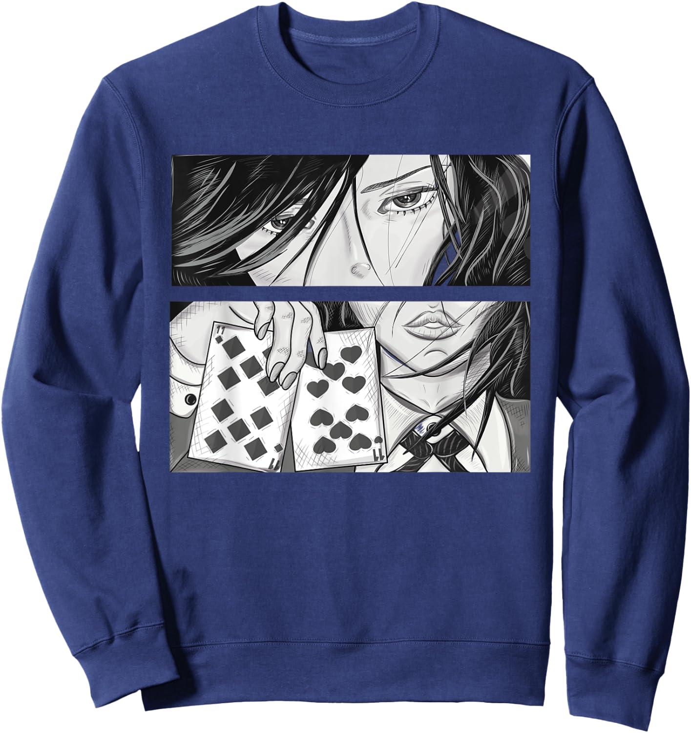 Anime Poker Girl Sweatshirt - Sweatshirt | Navy