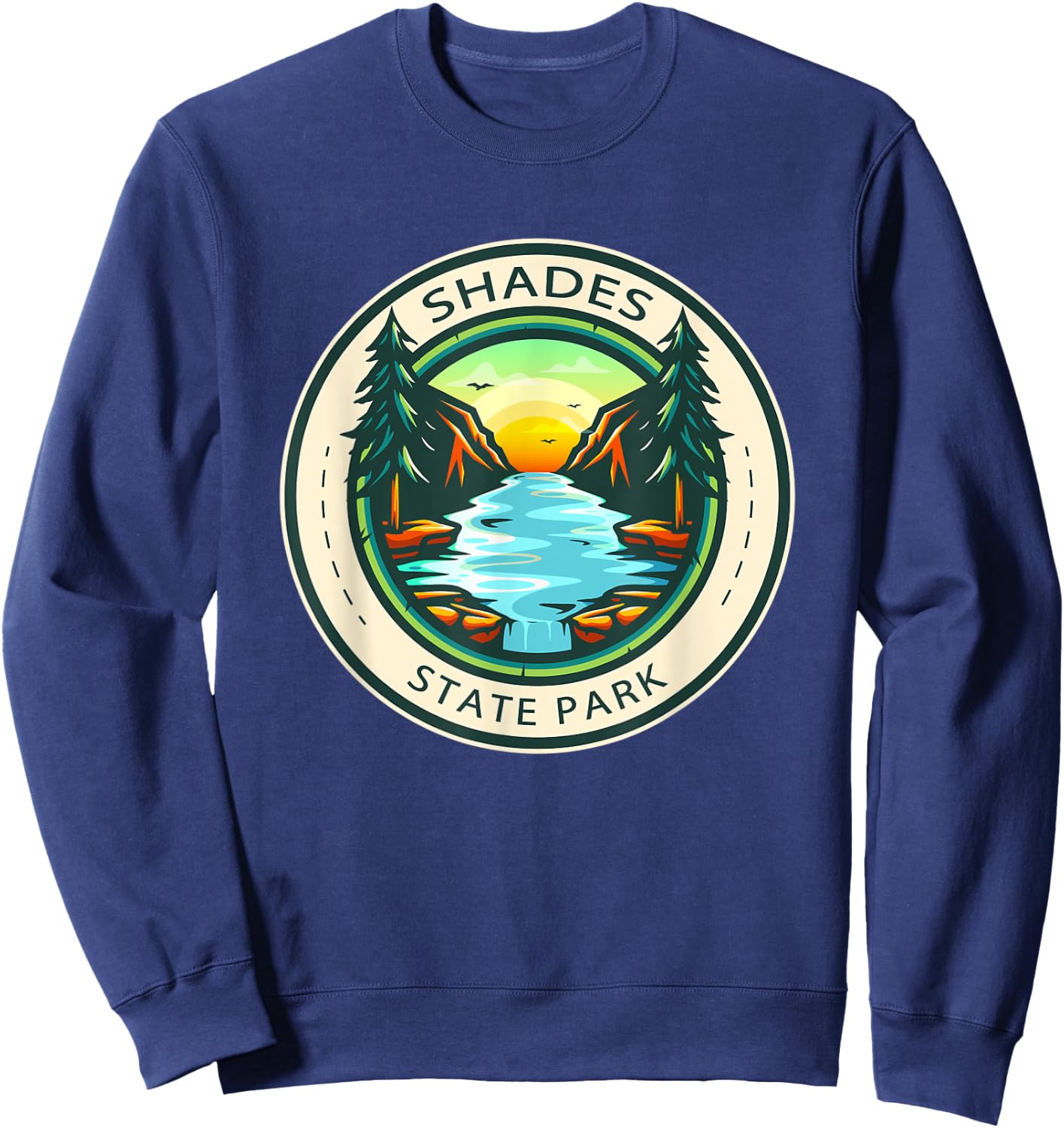 Shades State Park Indiana Badge Vintage Sweatshirt - Sweatshirt | Navy