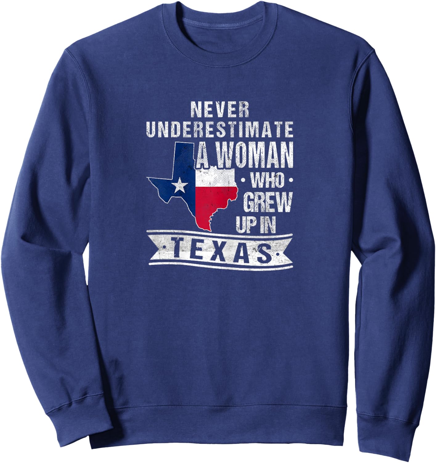 Texas Flag Map Vintage Texas Girl Sweatshirt - Sweatshirt | Navy