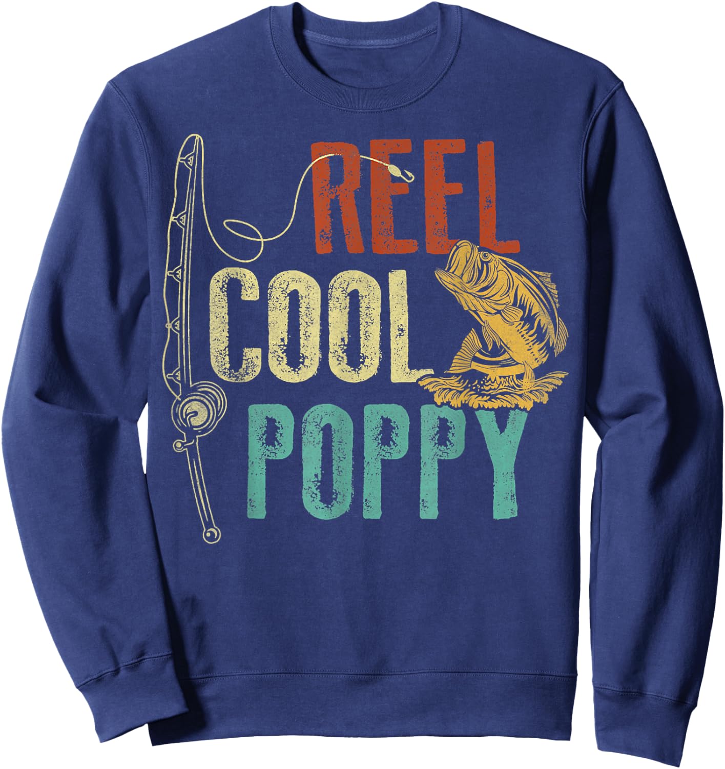 Reel Cool Poppy Fishing Grandpa Gift Father's Day Fisherman Sweatshirt - Sweatshirt | Navy