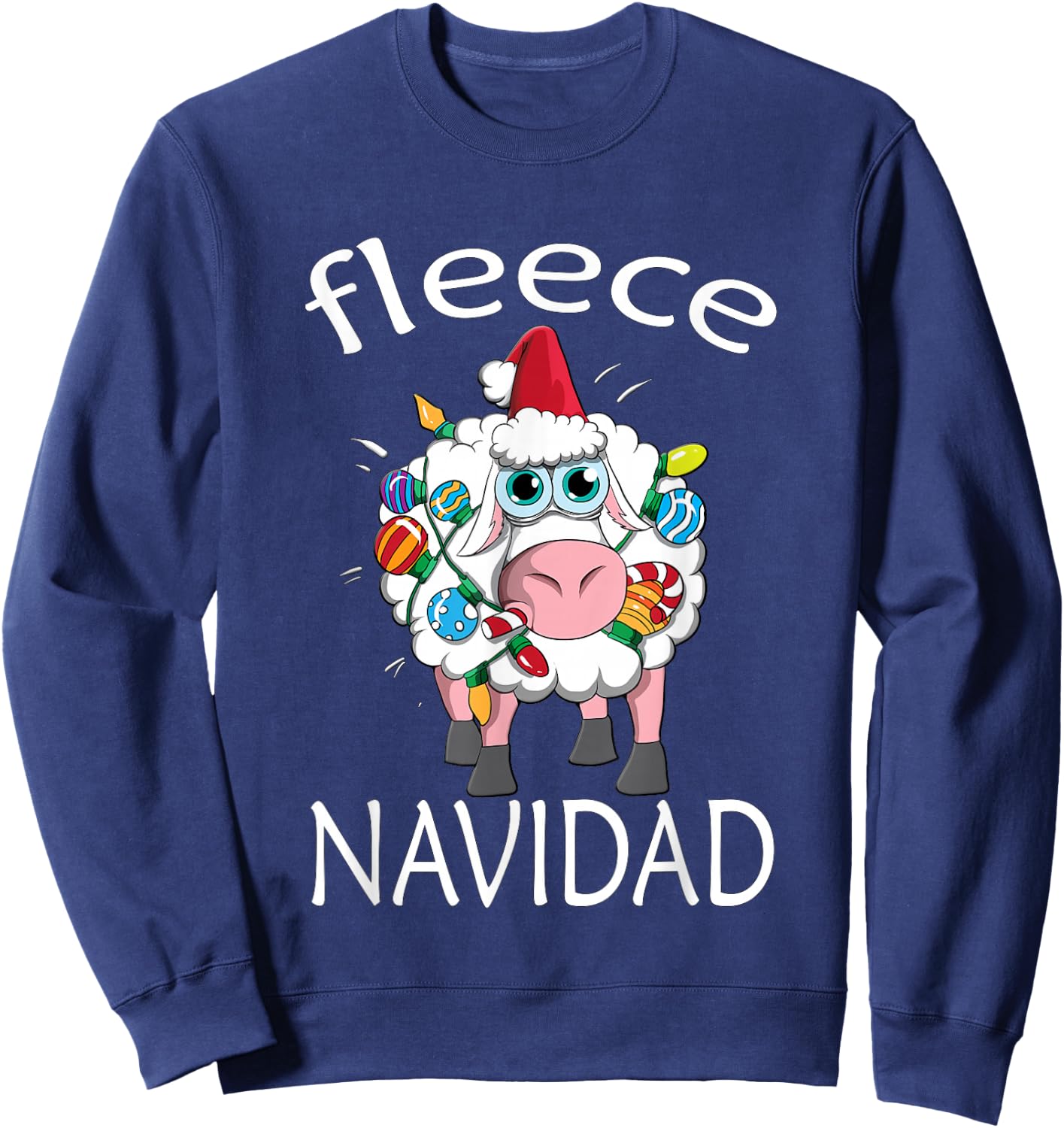 Fleece Navidad Sheep Christmas Feliz Navidad Winter Sweatshirt - Sweatshirt | Navy