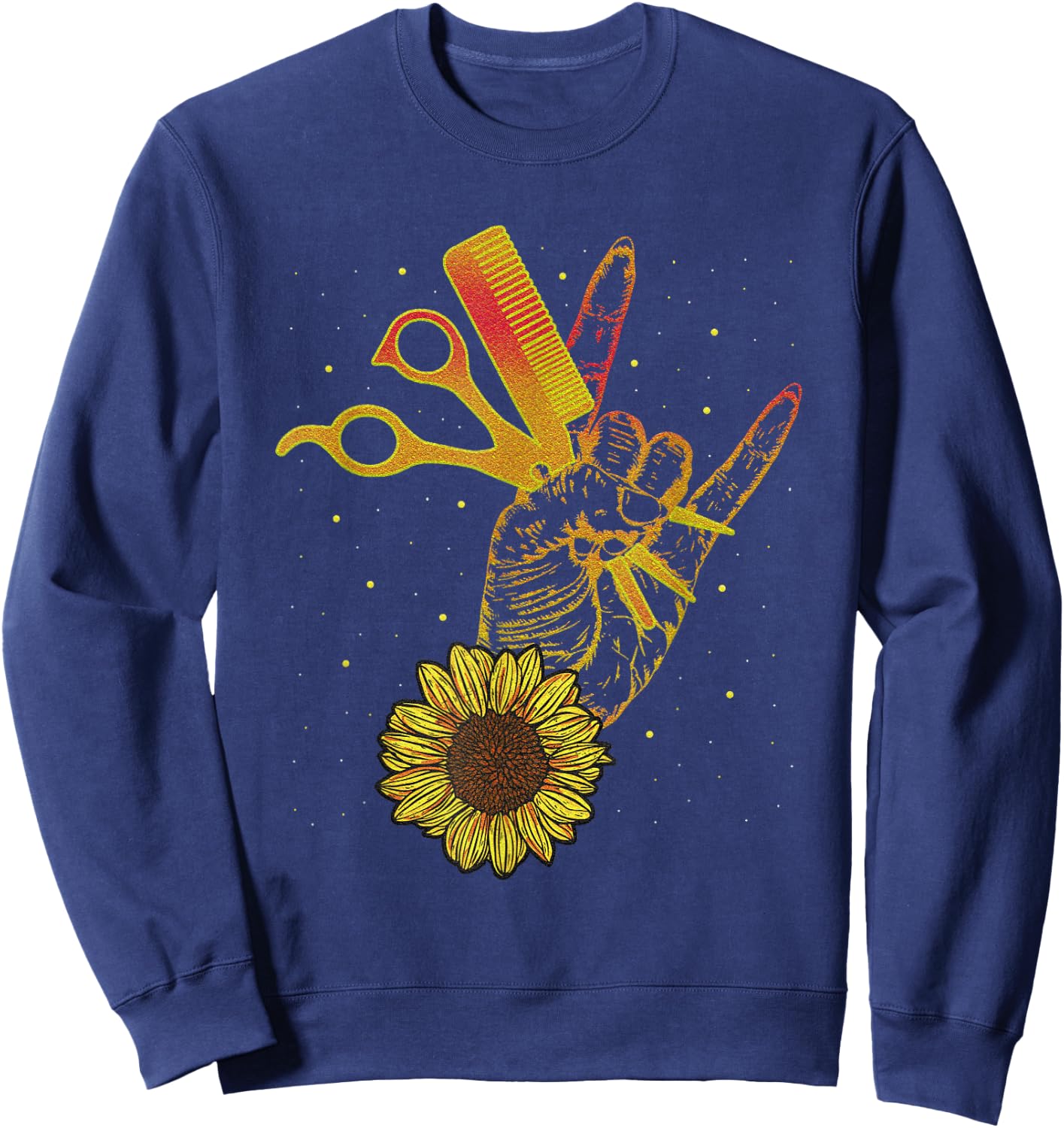 Hairstylist Sunflower Design Hippie Hair Salon Sweatshirt - Sweatshirt | Navy
