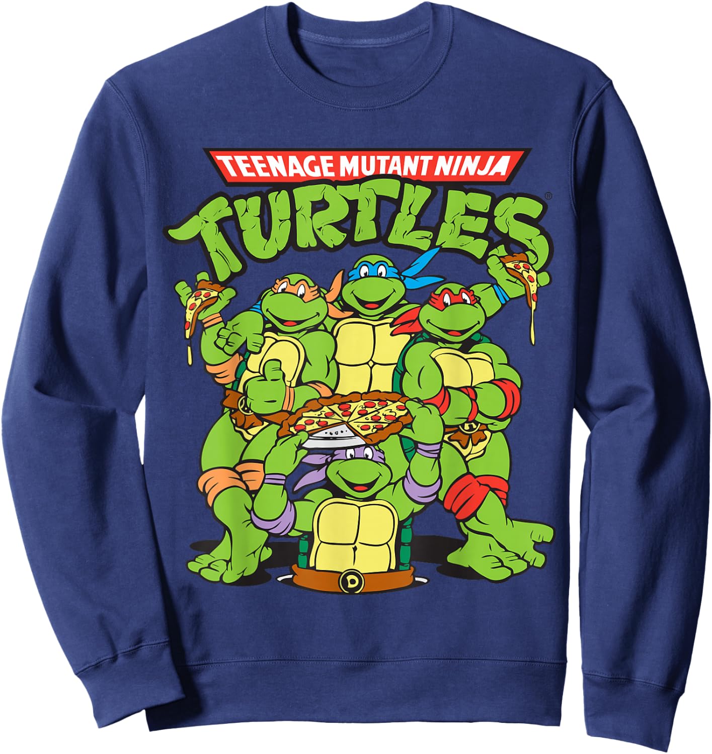 Retro TMNT Group with Pizza Sweatshirt - Sweatshirt | Navy