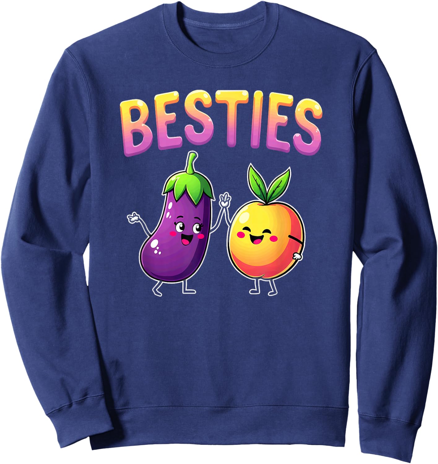 Adult Joke Bestie Eggplant & Peach Sweatshirt - Sweatshirt | Navy
