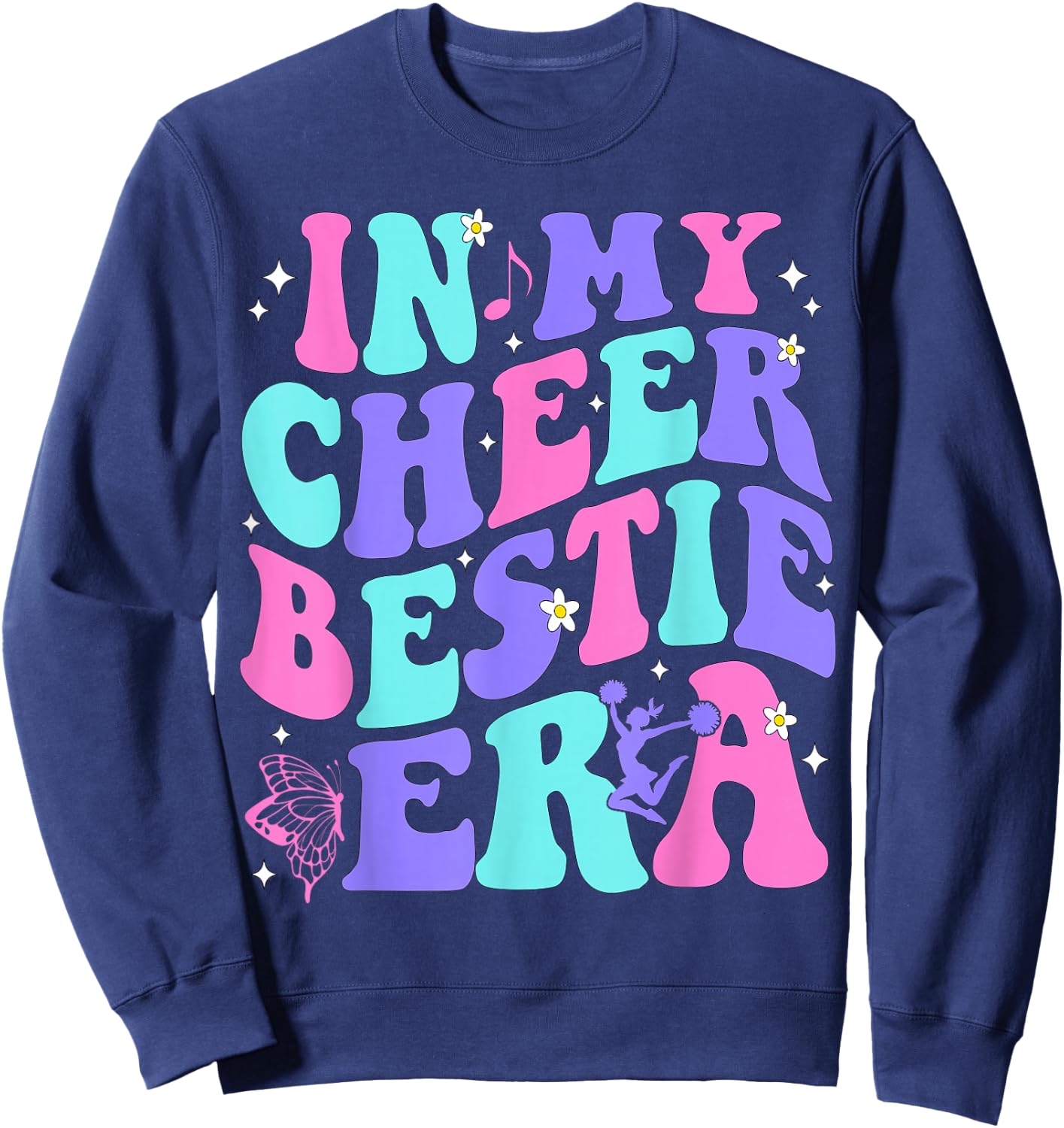 In My Cheer Bestie Era Kids Girls Boys Cheerleader Cheering Sweatshirt - Sweatshirt | Navy