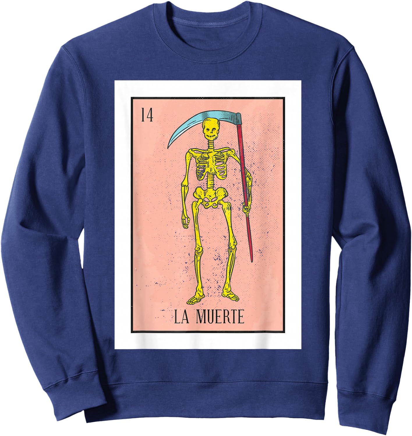 Retro La Muerte Lottery Card The Death Card Mexican Lottery Sweatshirt - Sweatshirt | Navy