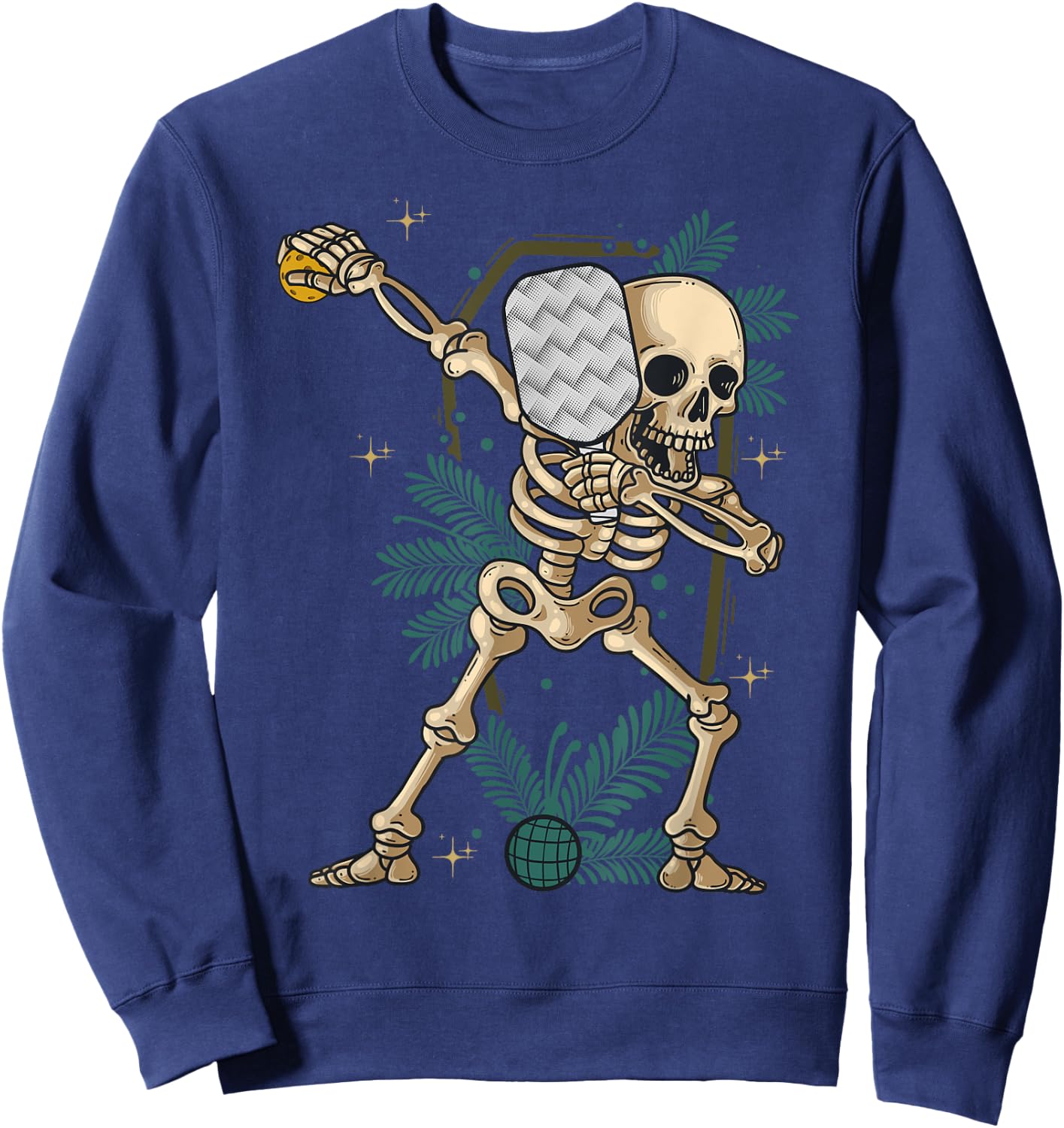 Halloween Pickleball Costume Dabbing Skeleton Pickleballer Sweatshirt - Sweatshirt | Navy
