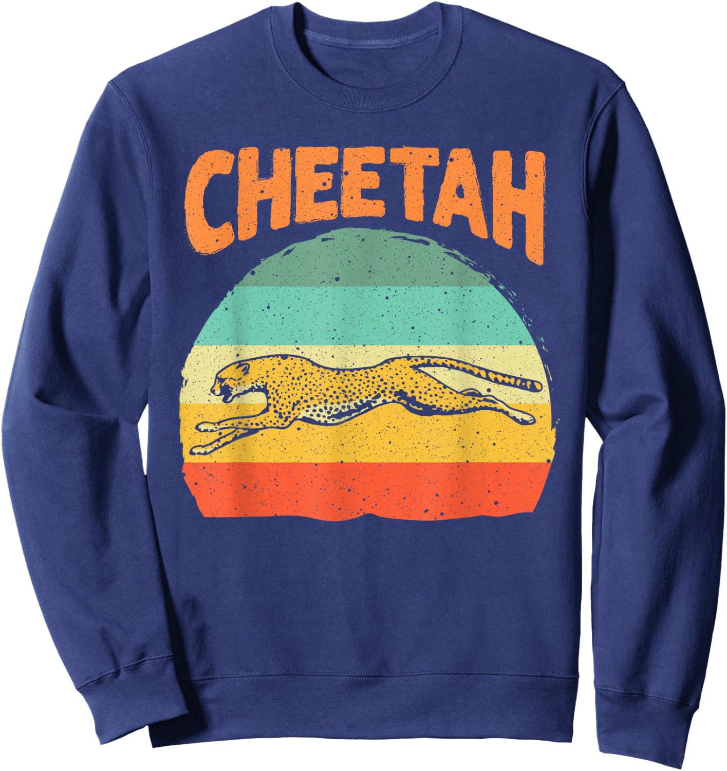 Funny Vintage Cheetah Art Boys Girls Leopard Safari Wildlife Sweatshirt - Sweatshirt | Navy