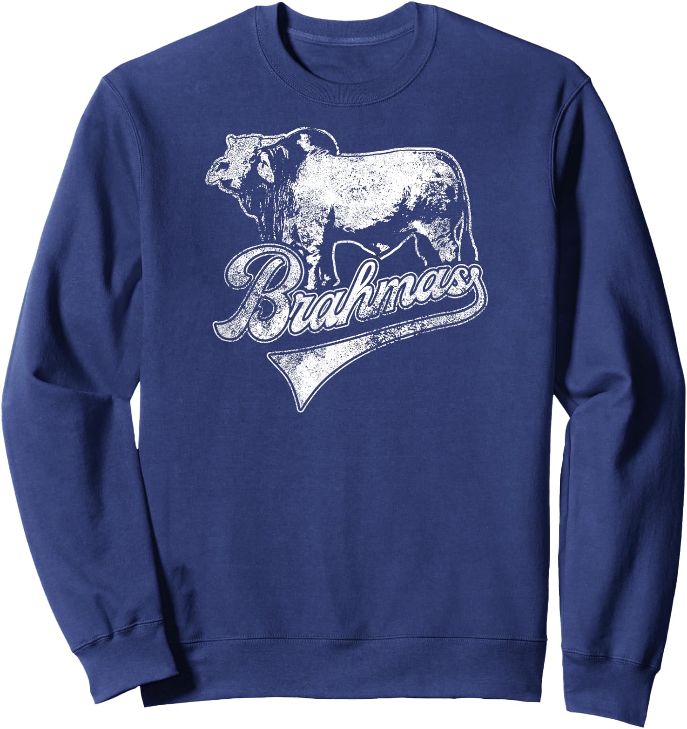 Brahmas School Sports Fan Team Spirit Mascot Vintage Sweatshirt - Sweatshirt | Navy