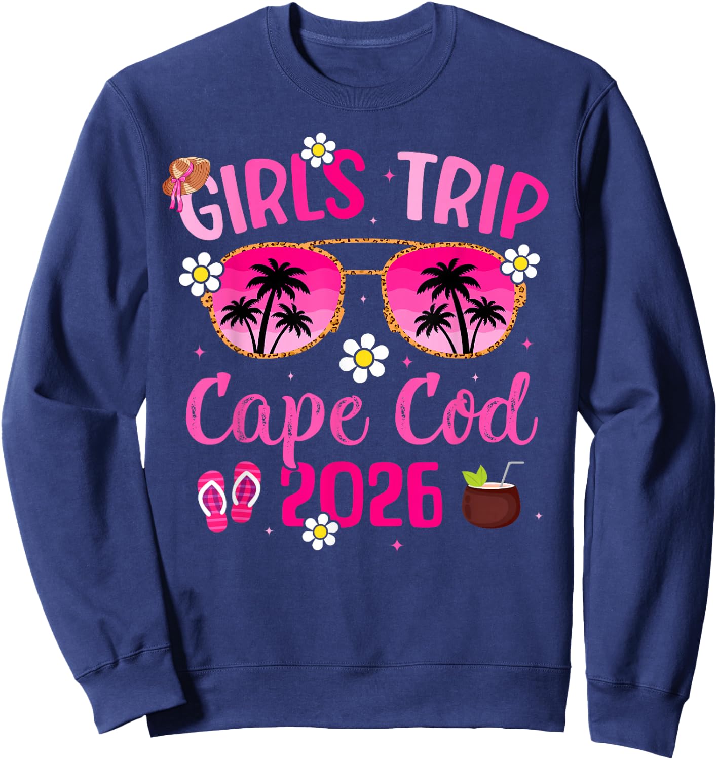 Girl’s Trip Cape Cod 2026 Besties Beach Vacation Group Sweatshirt - Sweatshirt | Navy