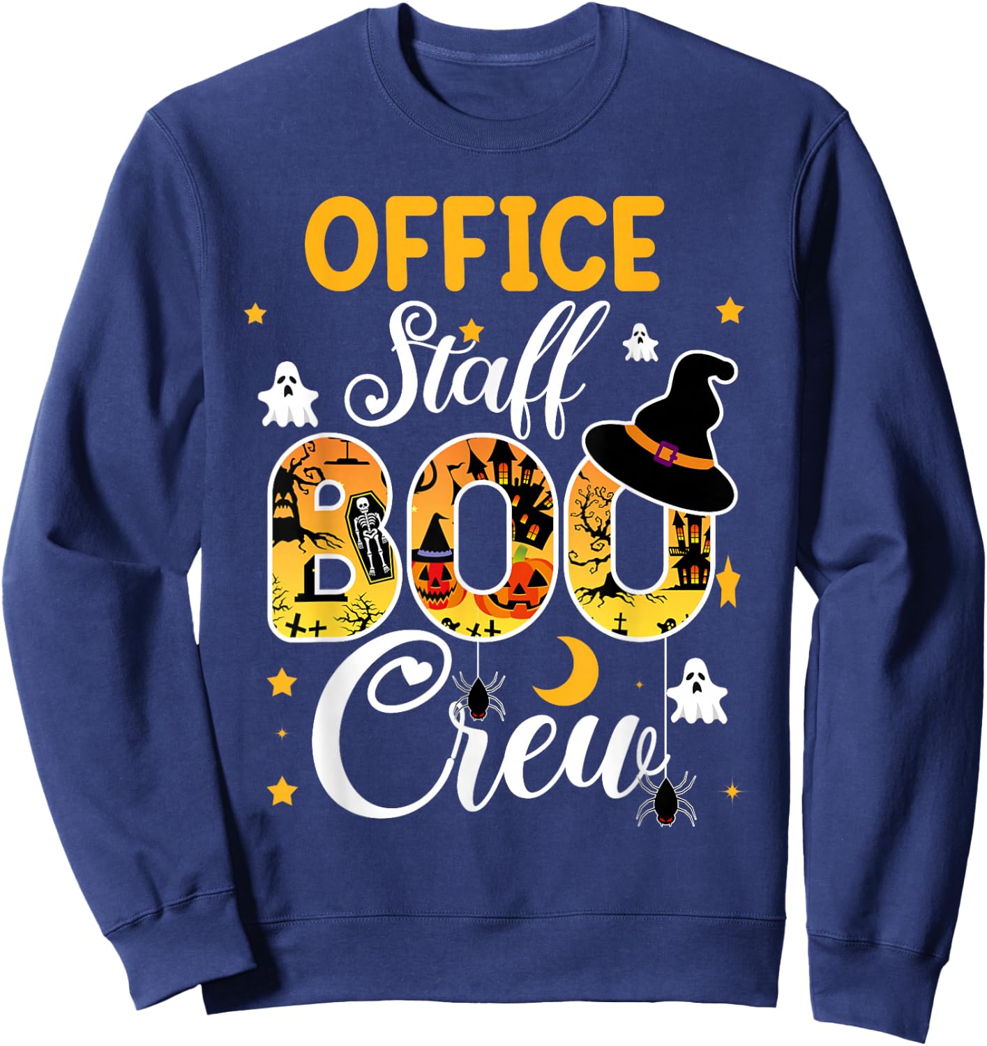 Office Staff Boo Crew Funny Halloween Matching Costume Sweatshirt - Sweatshirt | Navy