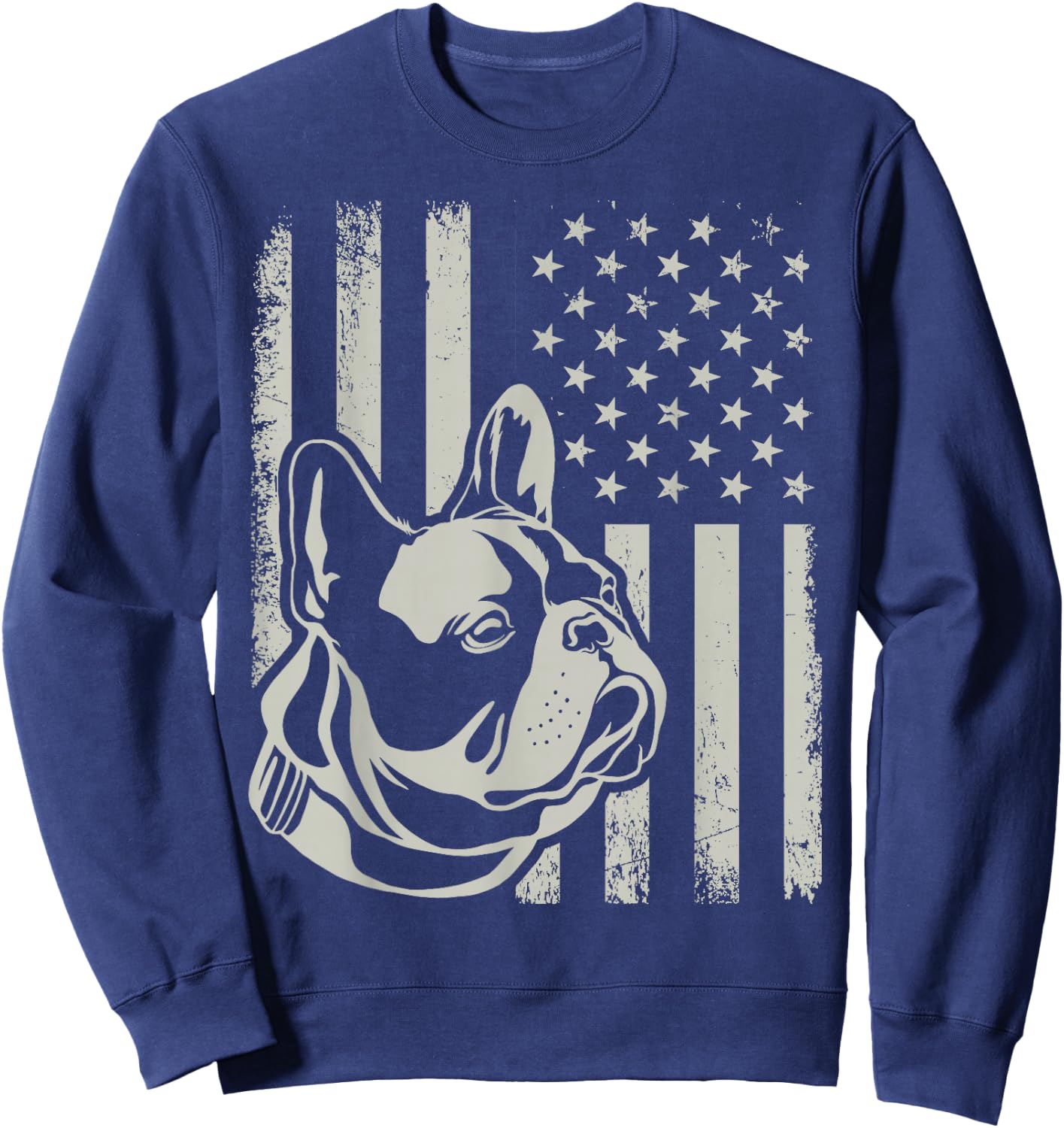 Proud Patriotic French Bulldog Owner Lover American Flag Sweatshirt - Sweatshirt | Navy