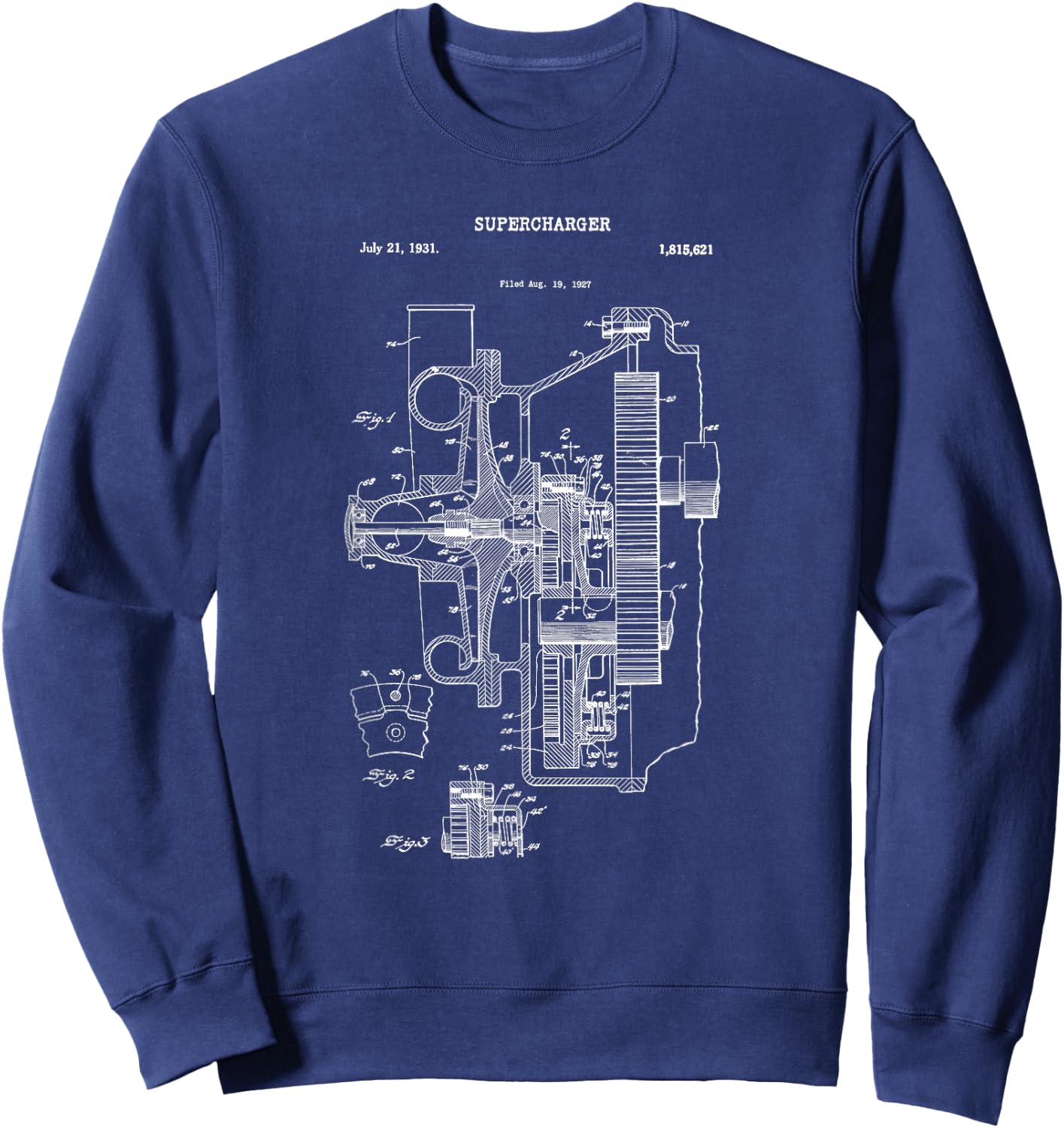 Vintage Supercharger Muscle Car Shirt - Super Charger Turbo Sweatshirt - Sweatshirt | Navy