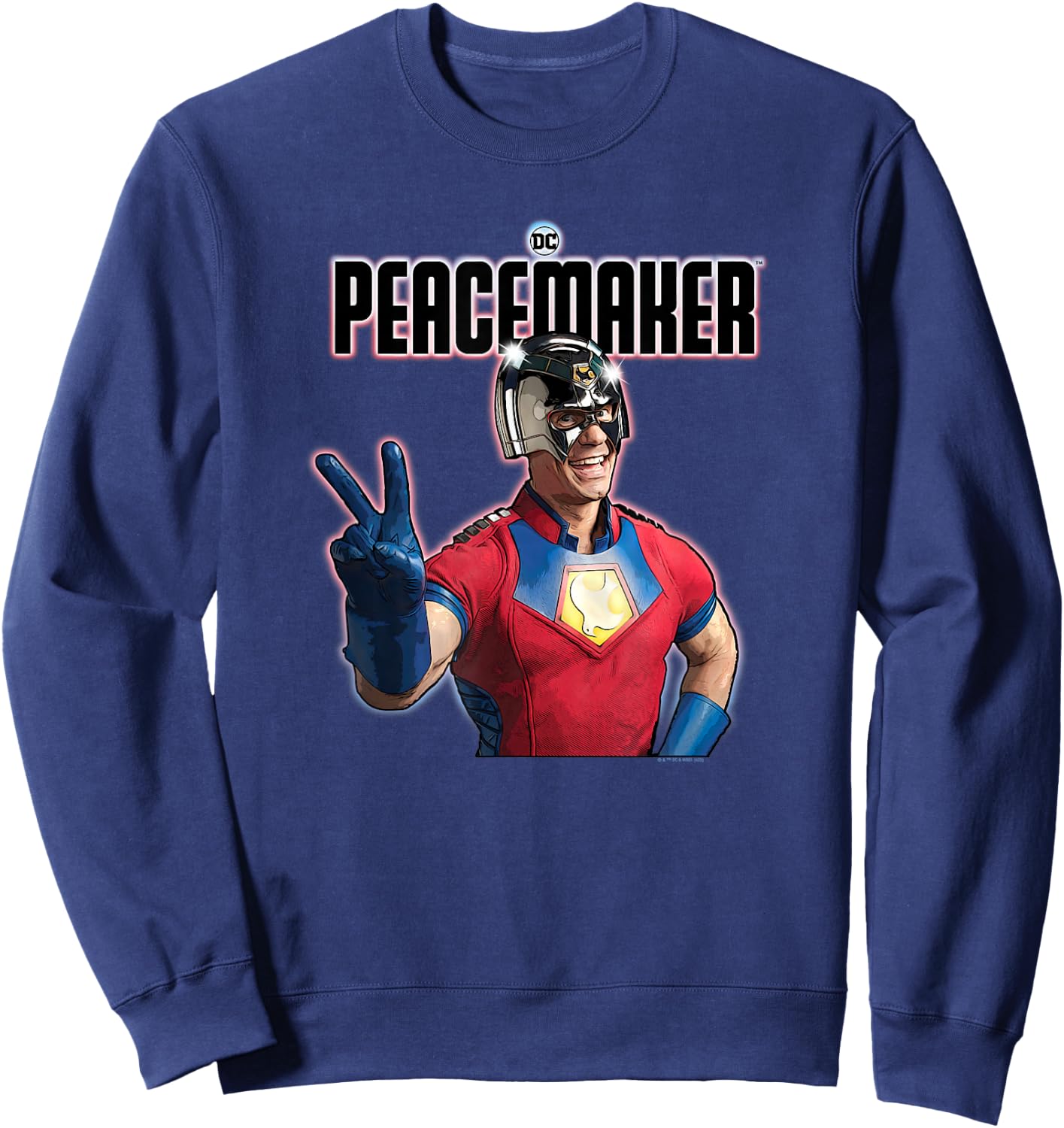 DC Comics Peacemaker Shinny Peace Sign Photo Sweatshirt - Sweatshirt | Navy