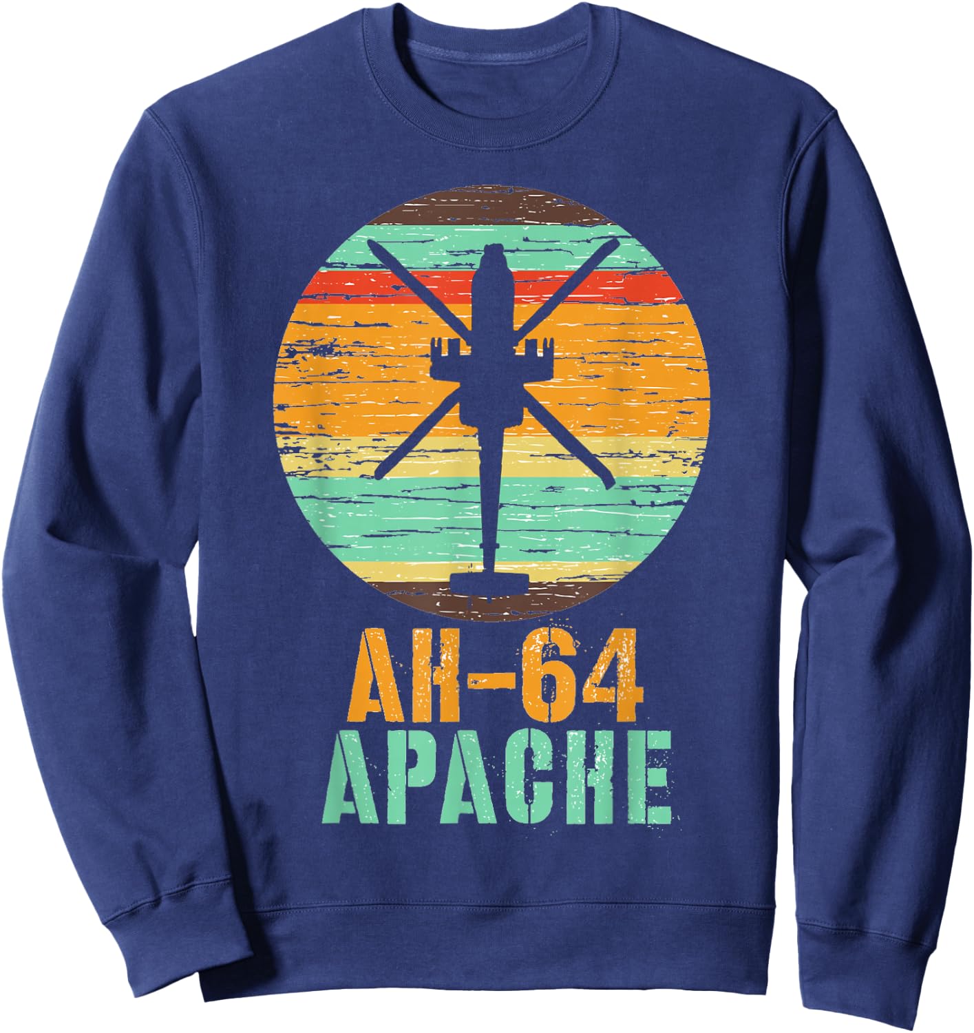 Vintage AH-64 Apache Helicopter Military Gunship Shirt Sweatshirt - Sweatshirt | Navy