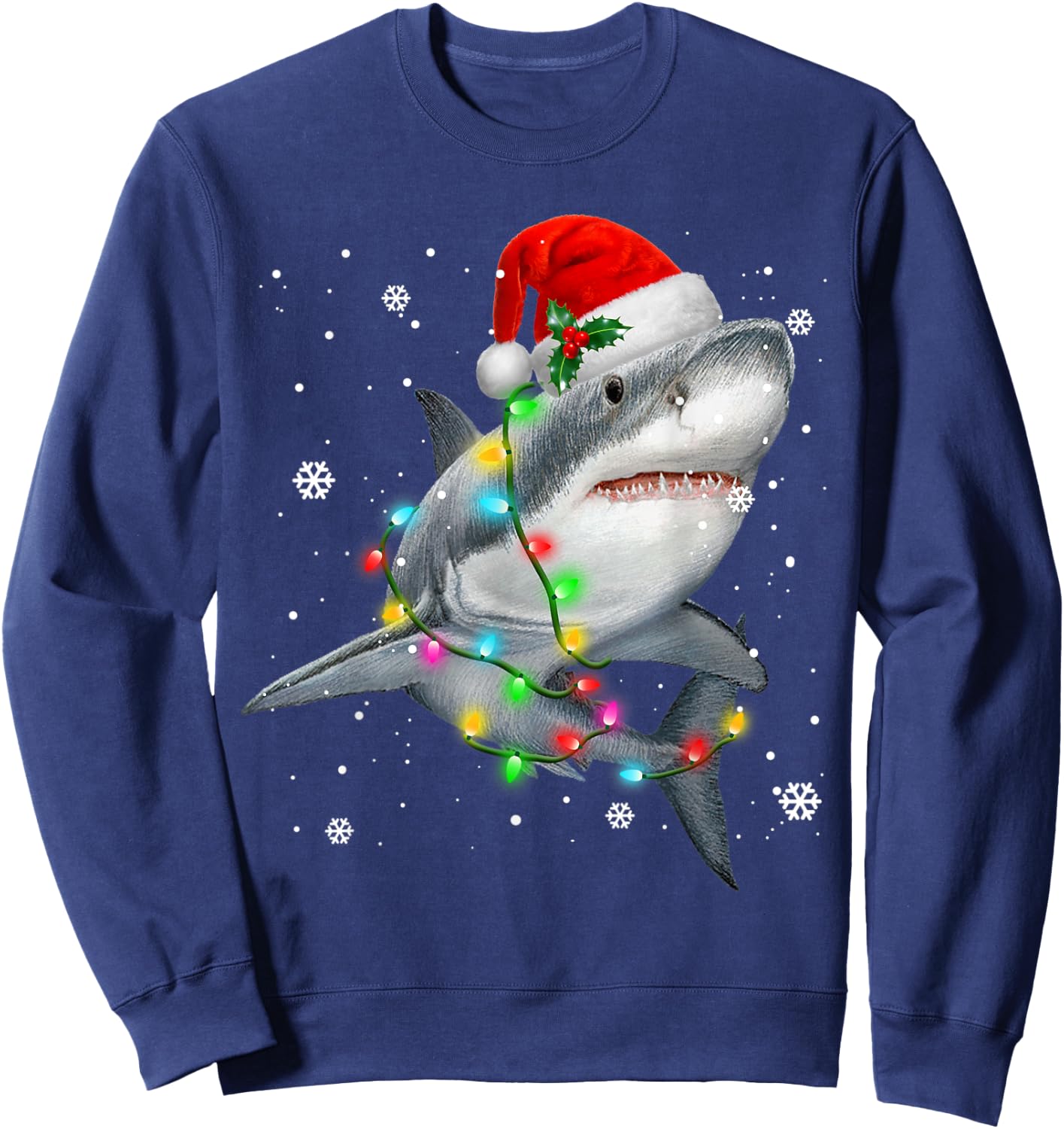 Sharks Tree Christmas Sweater Xmas Pet Animal Shark Lover Sweatshirt - Sweatshirt | Navy