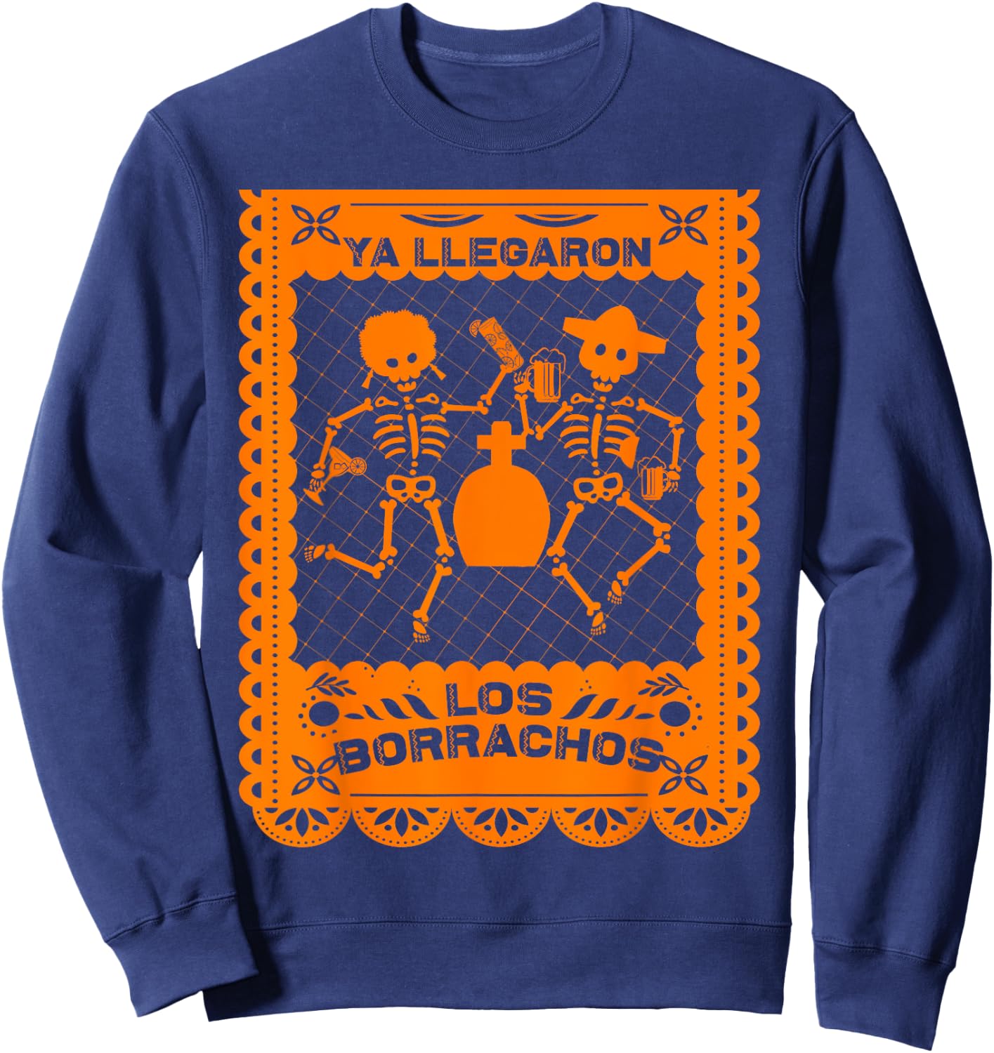 Day of the Dead Dia de Muertos Mexican Papel Picado Beer Sweatshirt - Sweatshirt | Navy