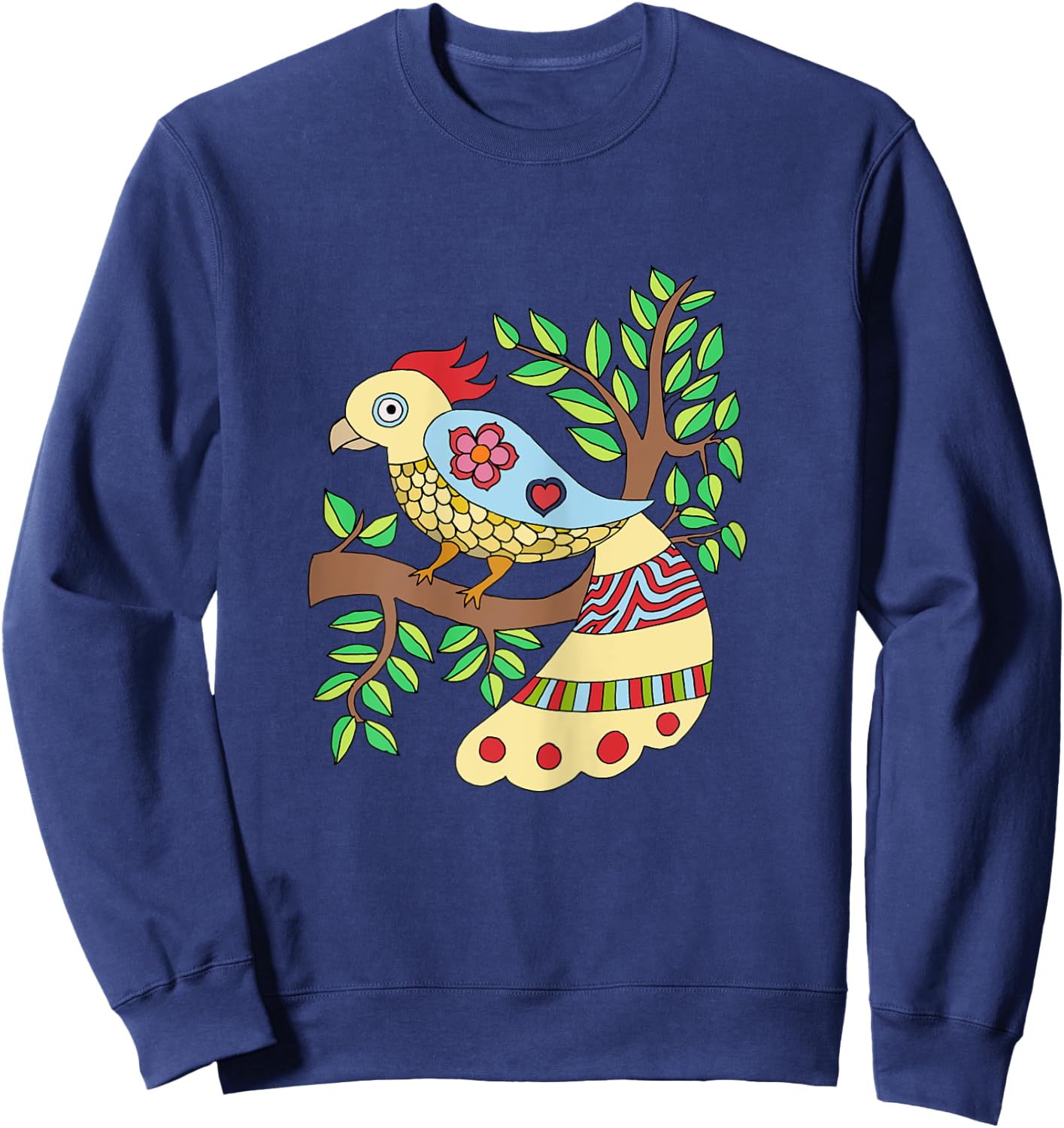 Bird Art Madhubani Style Sweatshirt - Sweatshirt | Navy