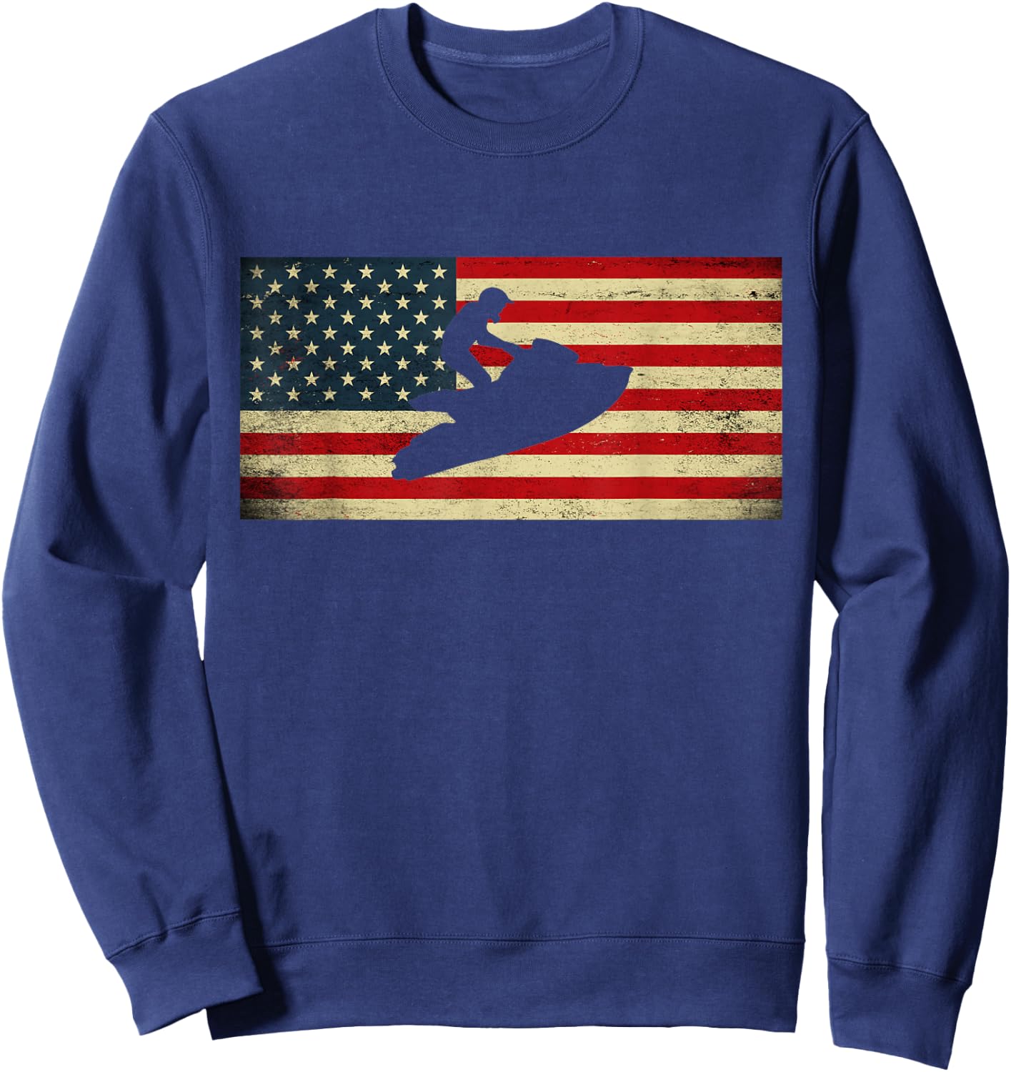 Patriotic American USA Flag Jet Skiing Jet Ski Lover Sweatshirt - Sweatshirt | Navy