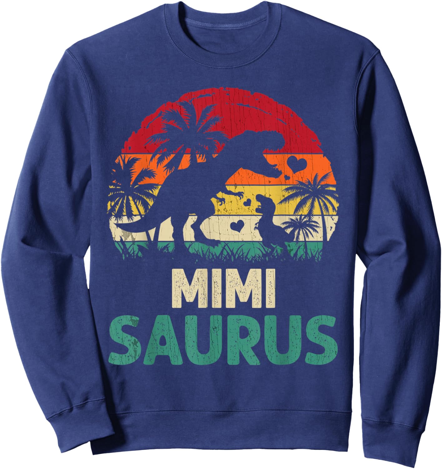mb Vintage Mimi Saurus Funny Dino Father's Day Mother's Day Sweatshirt - Sweatshirt | Navy