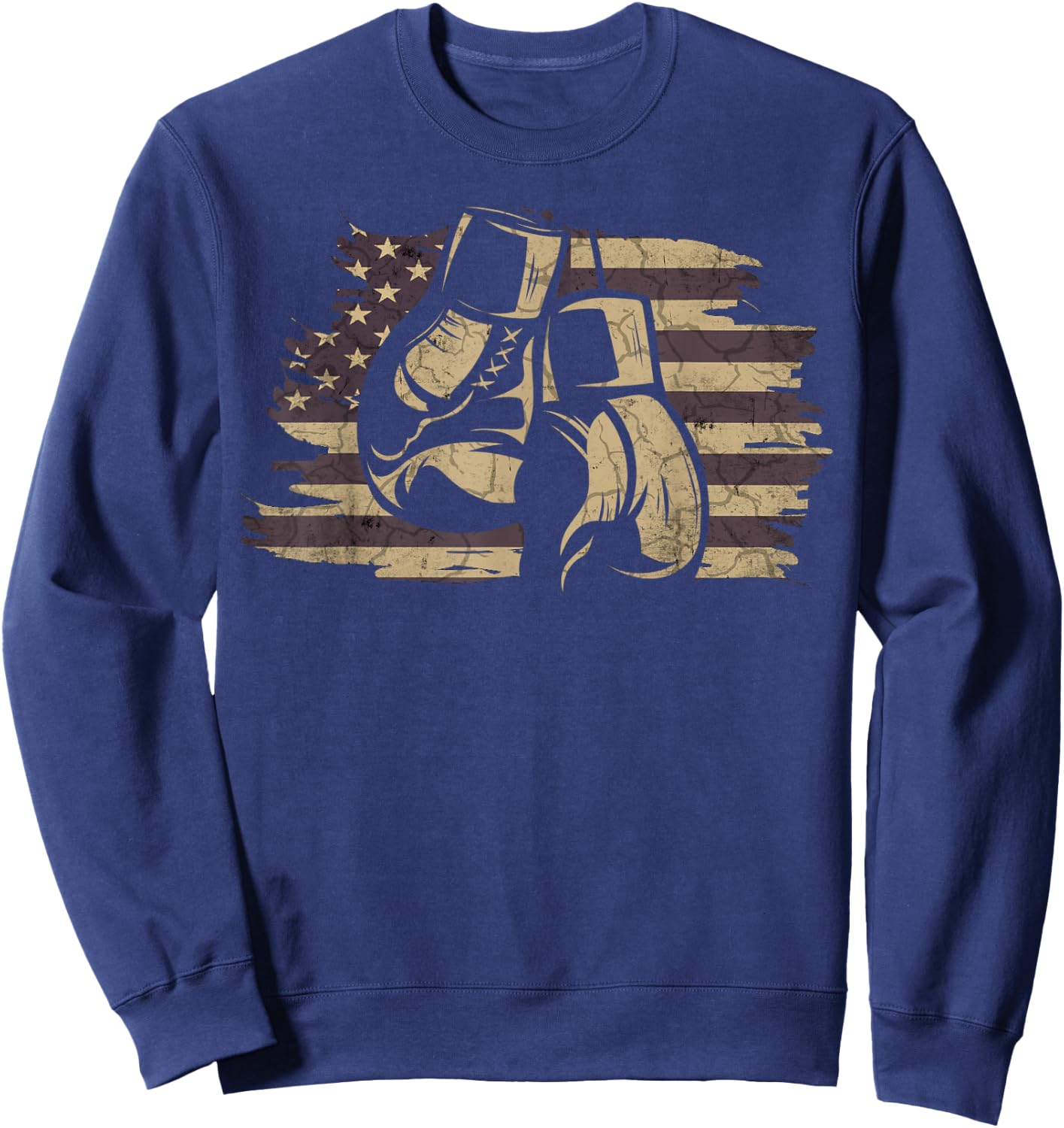 Boxing Gloves American Flag Retro Old School Boxing Sweatshirt - Sweatshirt | Navy